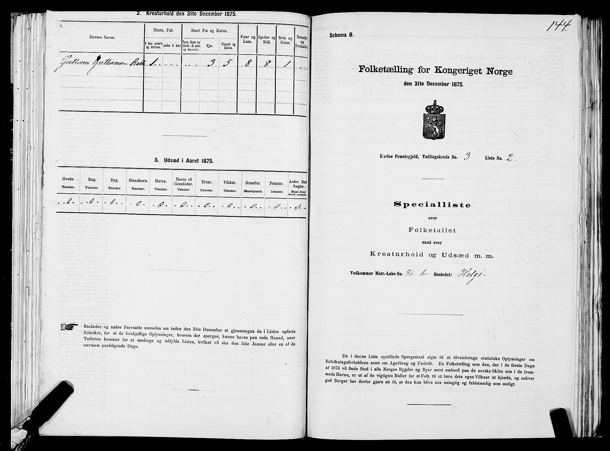 SATØ, 1875 census for 1936P Karlsøy, 1875, p. 2144