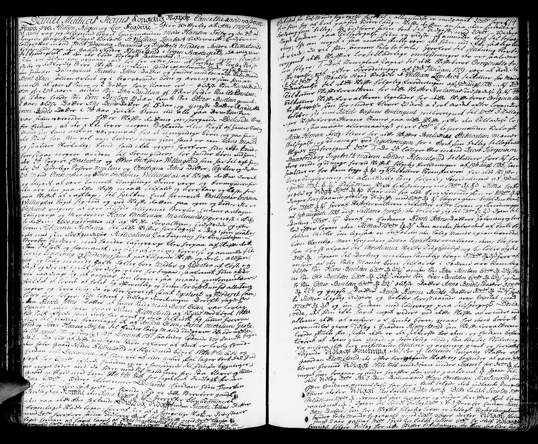 Lier, Røyken og Hurum sorenskriveri, SAKO/A-89/H/Hc/L0005: Skifteprotokoll, 1760-1774, p. 513b-514a