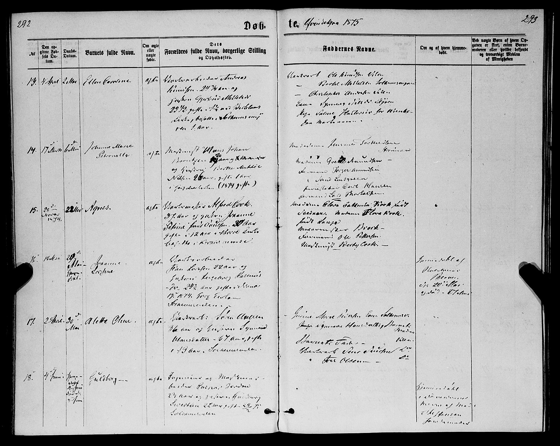 St. Jørgens hospital og Årstad sokneprestembete, AV/SAB-A-99934: Parish register (official) no. A 6, 1870-1878, p. 292-293