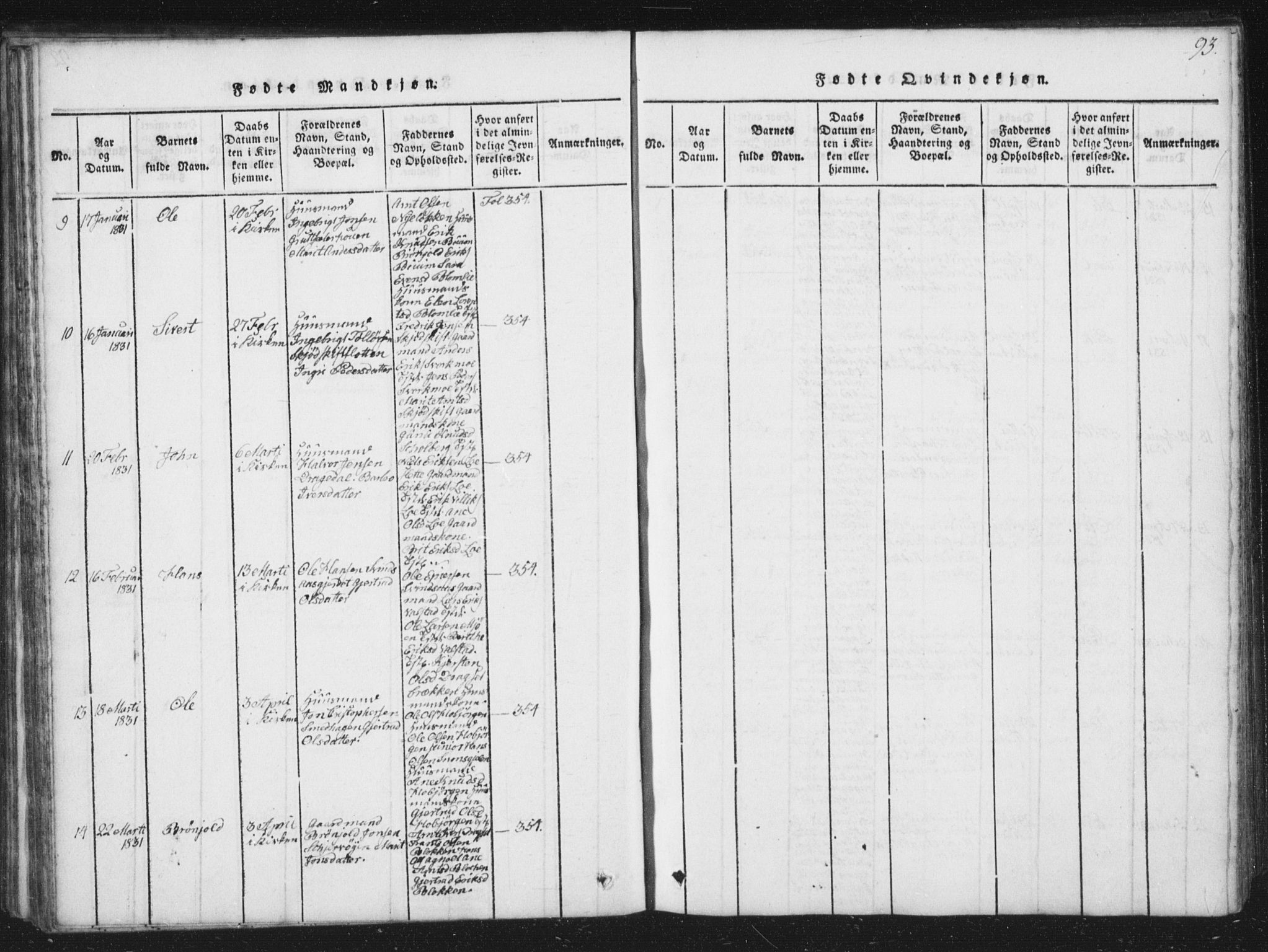 Ministerialprotokoller, klokkerbøker og fødselsregistre - Sør-Trøndelag, SAT/A-1456/672/L0862: Parish register (copy) no. 672C01, 1816-1831, p. 93