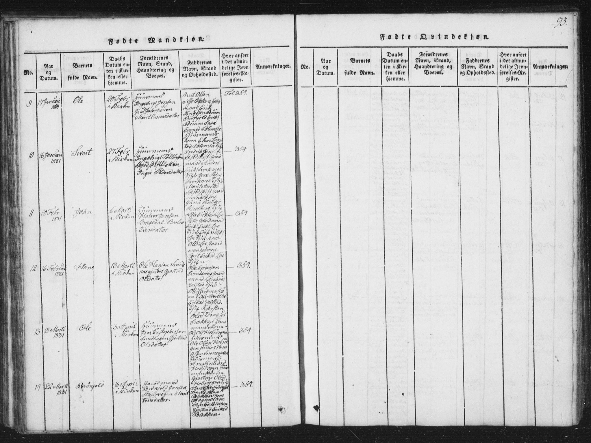 Ministerialprotokoller, klokkerbøker og fødselsregistre - Sør-Trøndelag, AV/SAT-A-1456/672/L0862: Parish register (copy) no. 672C01, 1816-1831, p. 93