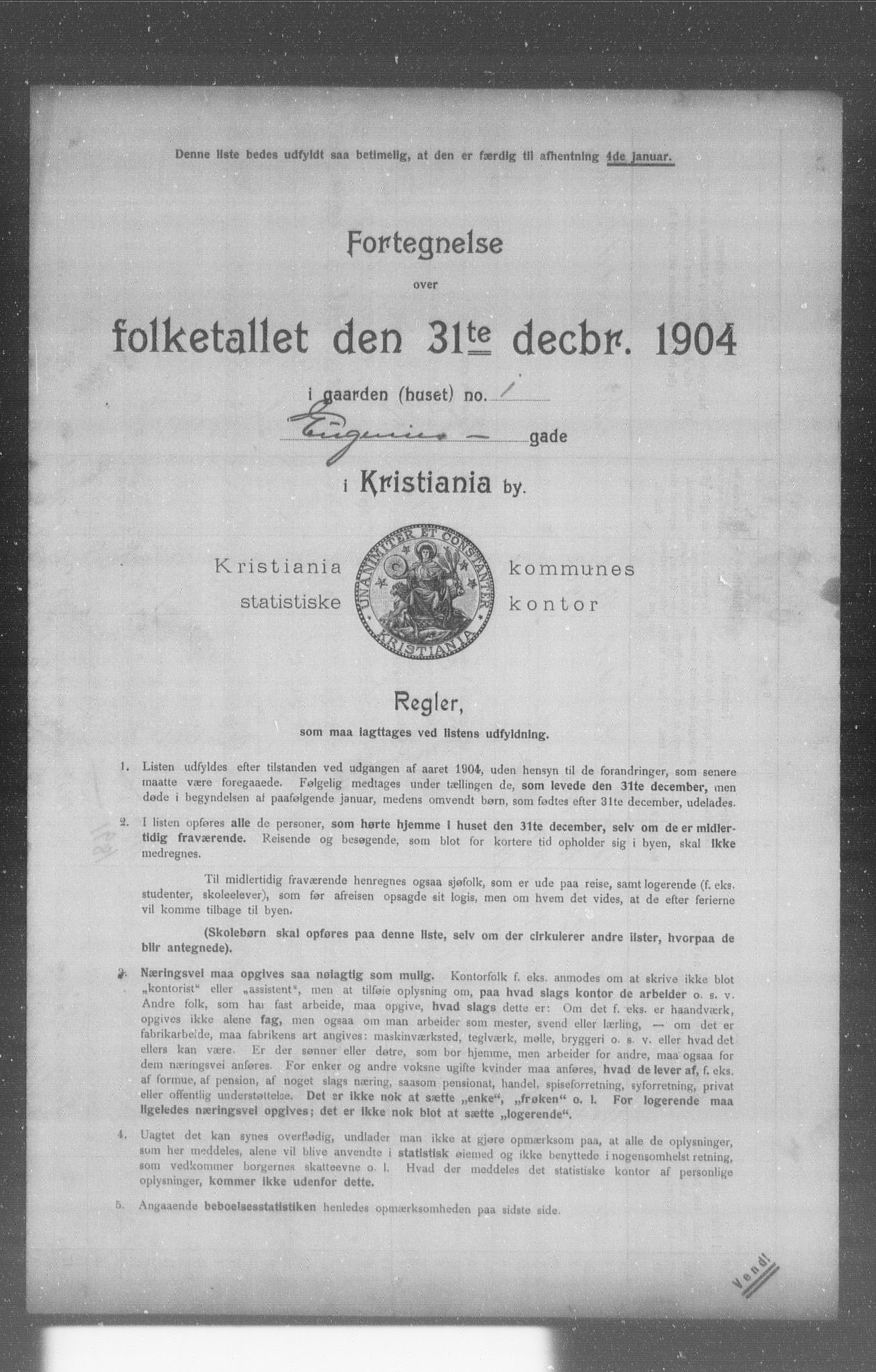 OBA, Municipal Census 1904 for Kristiania, 1904, p. 4623