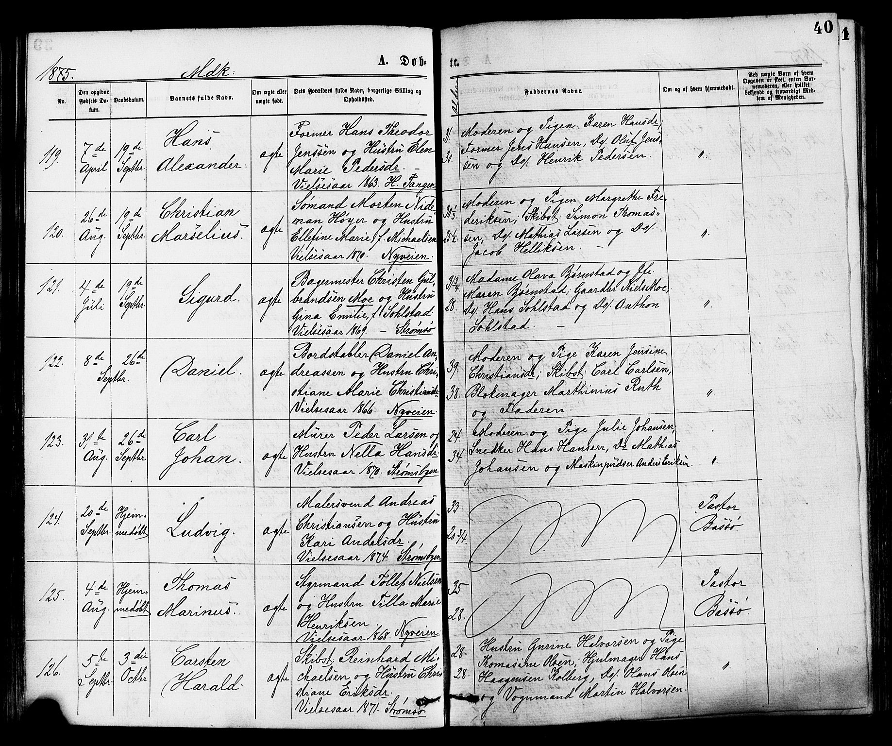 Strømsø kirkebøker, AV/SAKO-A-246/F/Fa/L0019: Parish register (official) no. I 19, 1874-1877, p. 40
