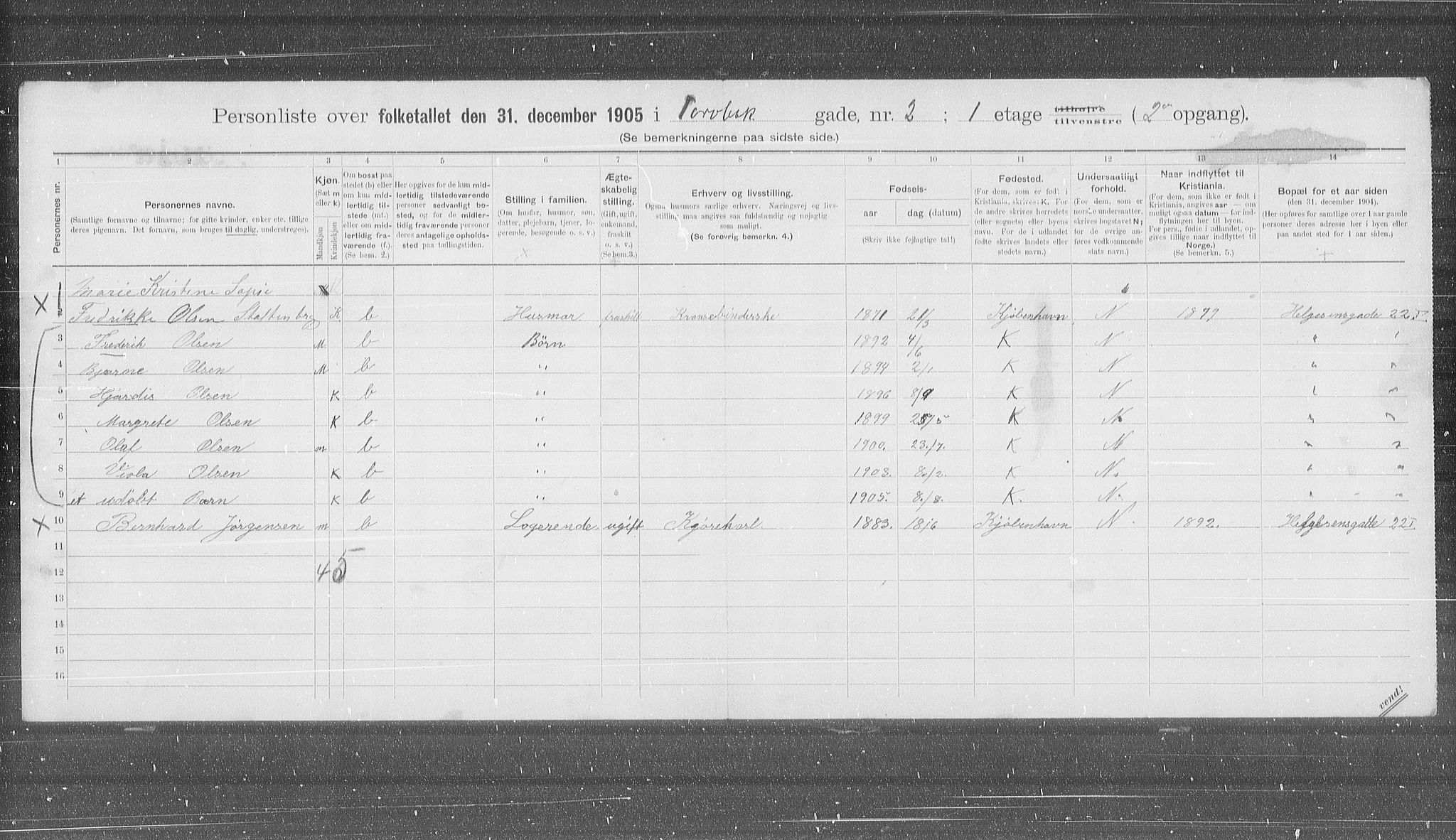 OBA, Municipal Census 1905 for Kristiania, 1905, p. 60156