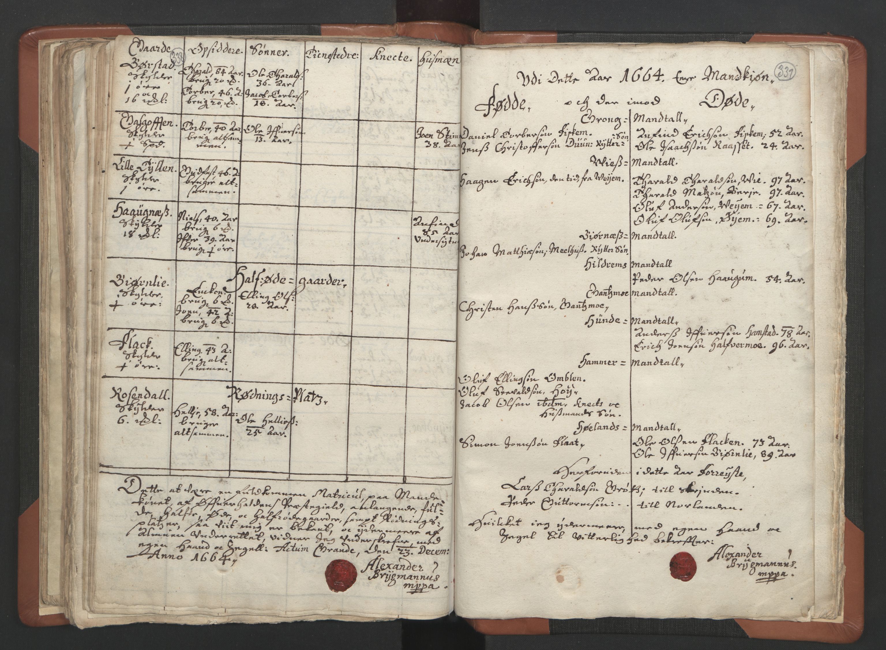 RA, Vicar's Census 1664-1666, no. 34: Namdal deanery, 1664-1666, p. 338-339