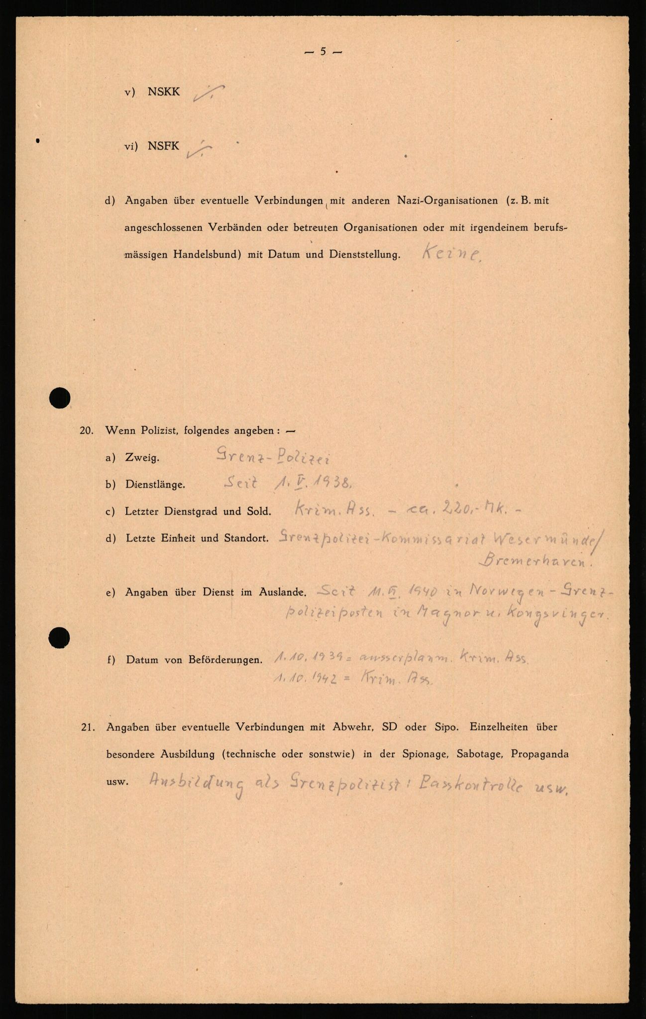 Forsvaret, Forsvarets overkommando II, AV/RA-RAFA-3915/D/Db/L0023: CI Questionaires. Tyske okkupasjonsstyrker i Norge. Tyskere., 1945-1946, p. 336