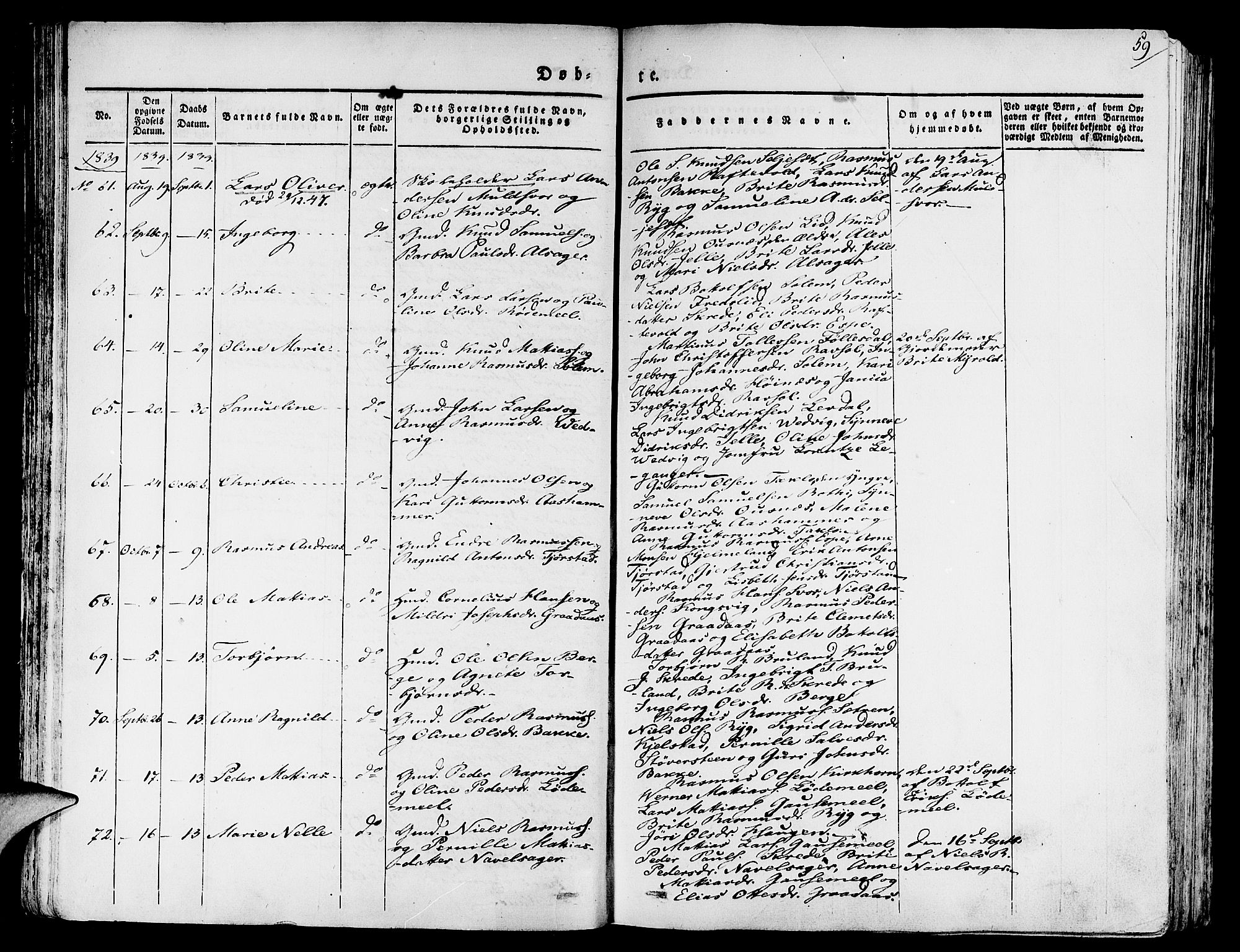 Eid sokneprestembete, AV/SAB-A-82301/H/Haa/Haaa/L0006: Parish register (official) no. A 6, 1831-1843, p. 59