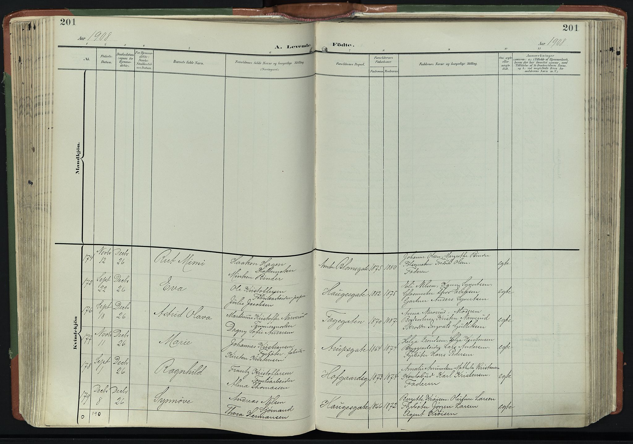 Bragernes kirkebøker, AV/SAKO-A-6/F/Fb/L0009: Parish register (official) no. II 9, 1902-1911, p. 201