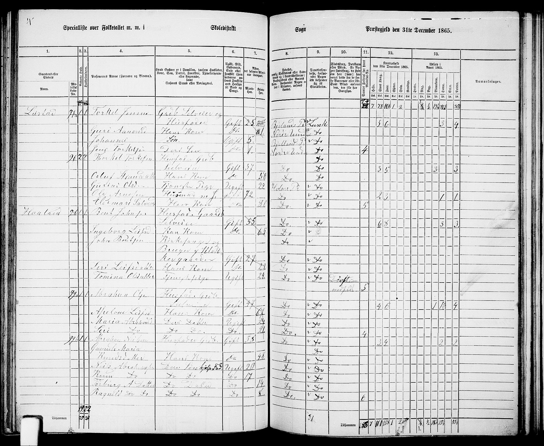 RA, 1865 census for Nord-Audnedal, 1865, p. 64