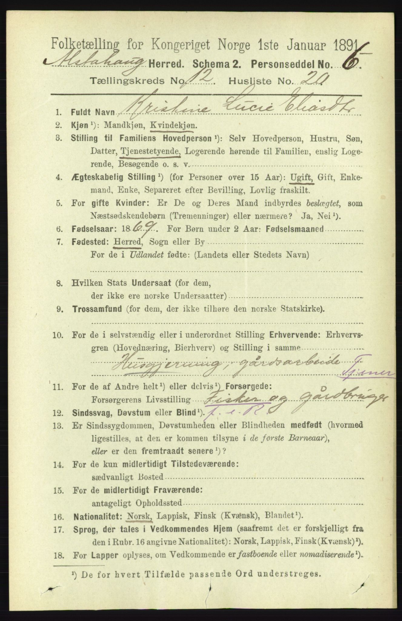 RA, 1891 census for 1820 Alstahaug, 1891, p. 4402