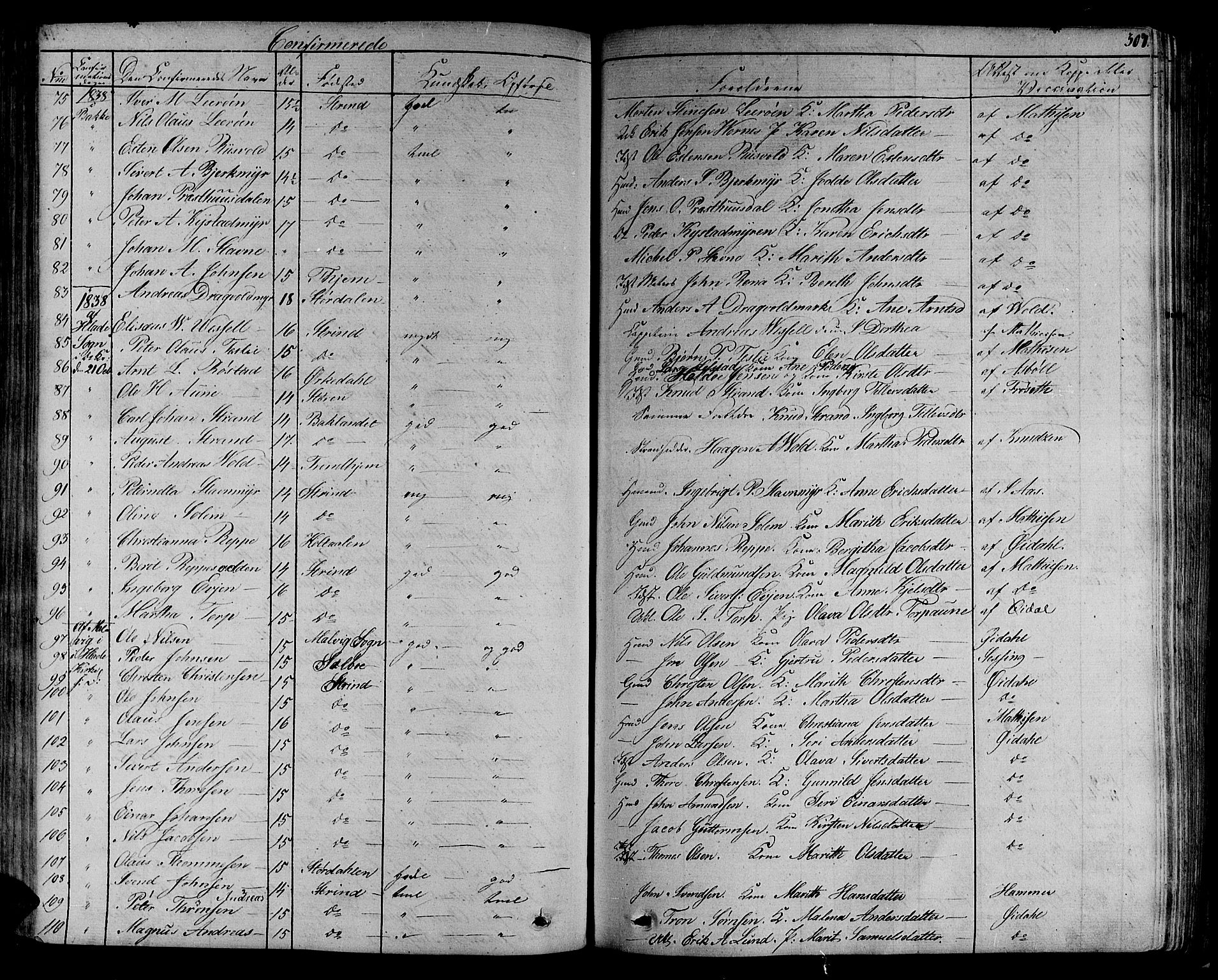 Ministerialprotokoller, klokkerbøker og fødselsregistre - Sør-Trøndelag, AV/SAT-A-1456/606/L0286: Parish register (official) no. 606A04 /1, 1823-1840, p. 307