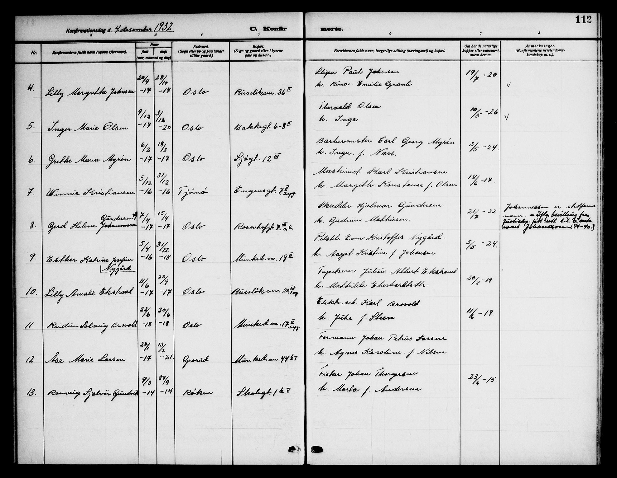 Piperviken prestekontor Kirkebøker, SAO/A-10874/F/L0001: Parish register (official) no. 1, 1911-1958, p. 112