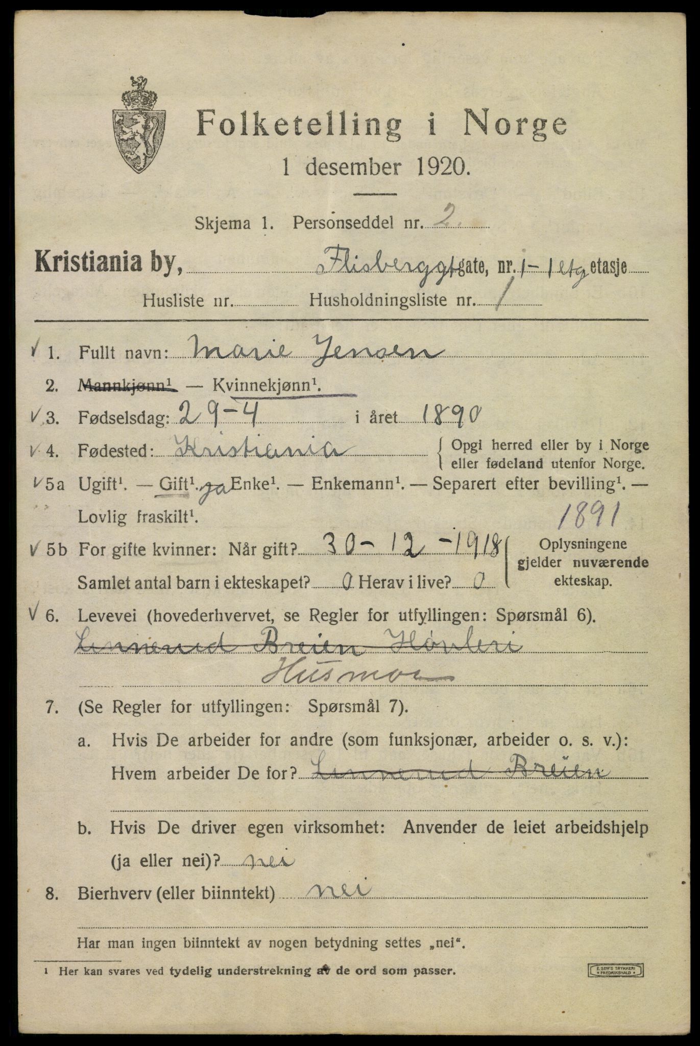 SAO, 1920 census for Kristiania, 1920, p. 229947