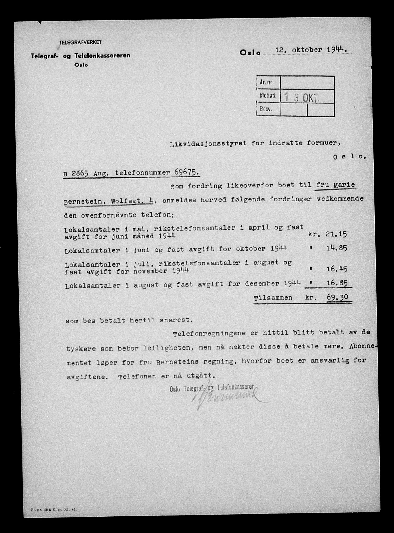 Justisdepartementet, Tilbakeføringskontoret for inndratte formuer, AV/RA-S-1564/H/Hc/Hcc/L0922: --, 1945-1947, p. 19