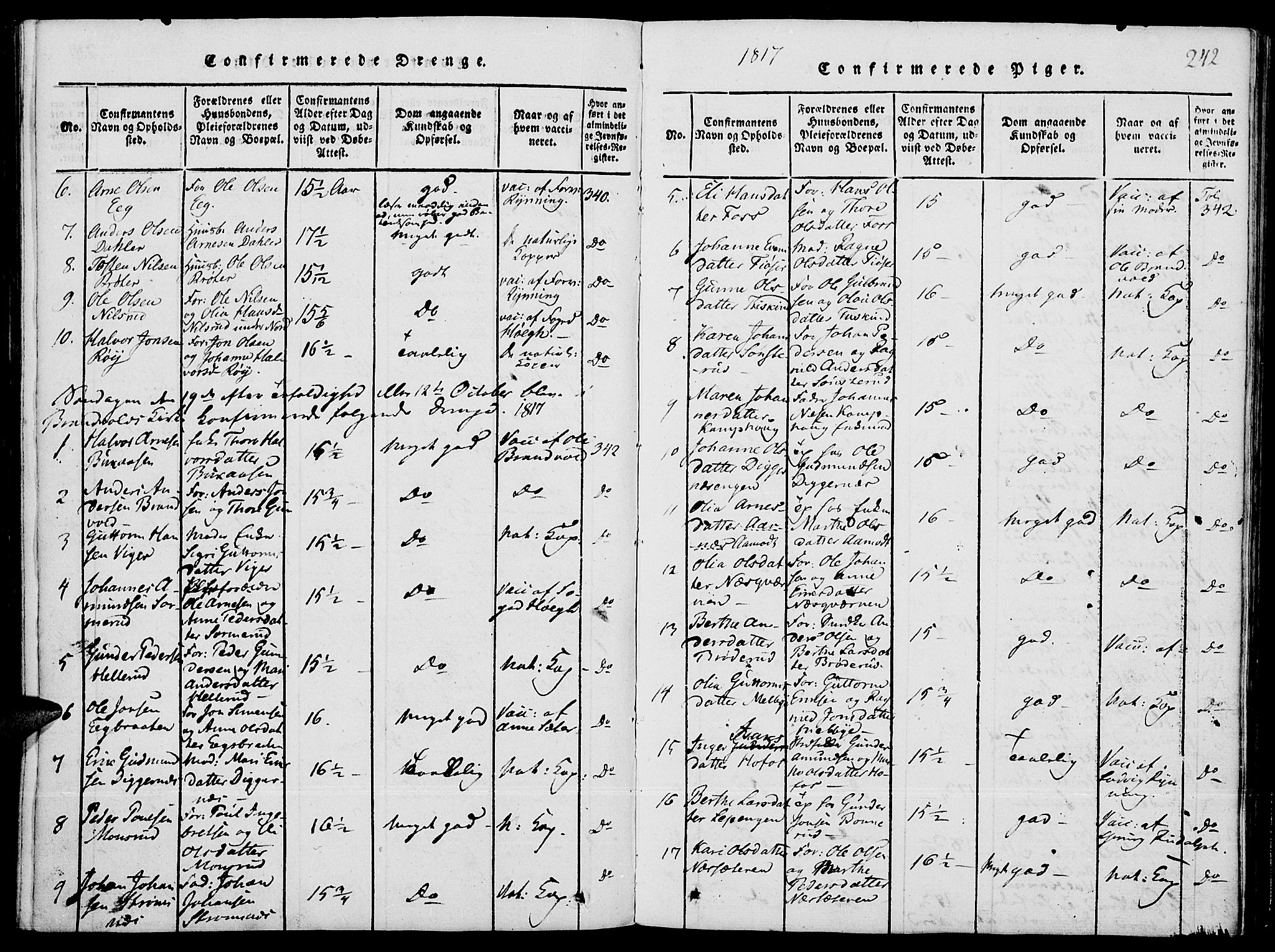 Grue prestekontor, AV/SAH-PREST-036/H/Ha/Hab/L0001: Parish register (copy) no. 1, 1814-1841, p. 242