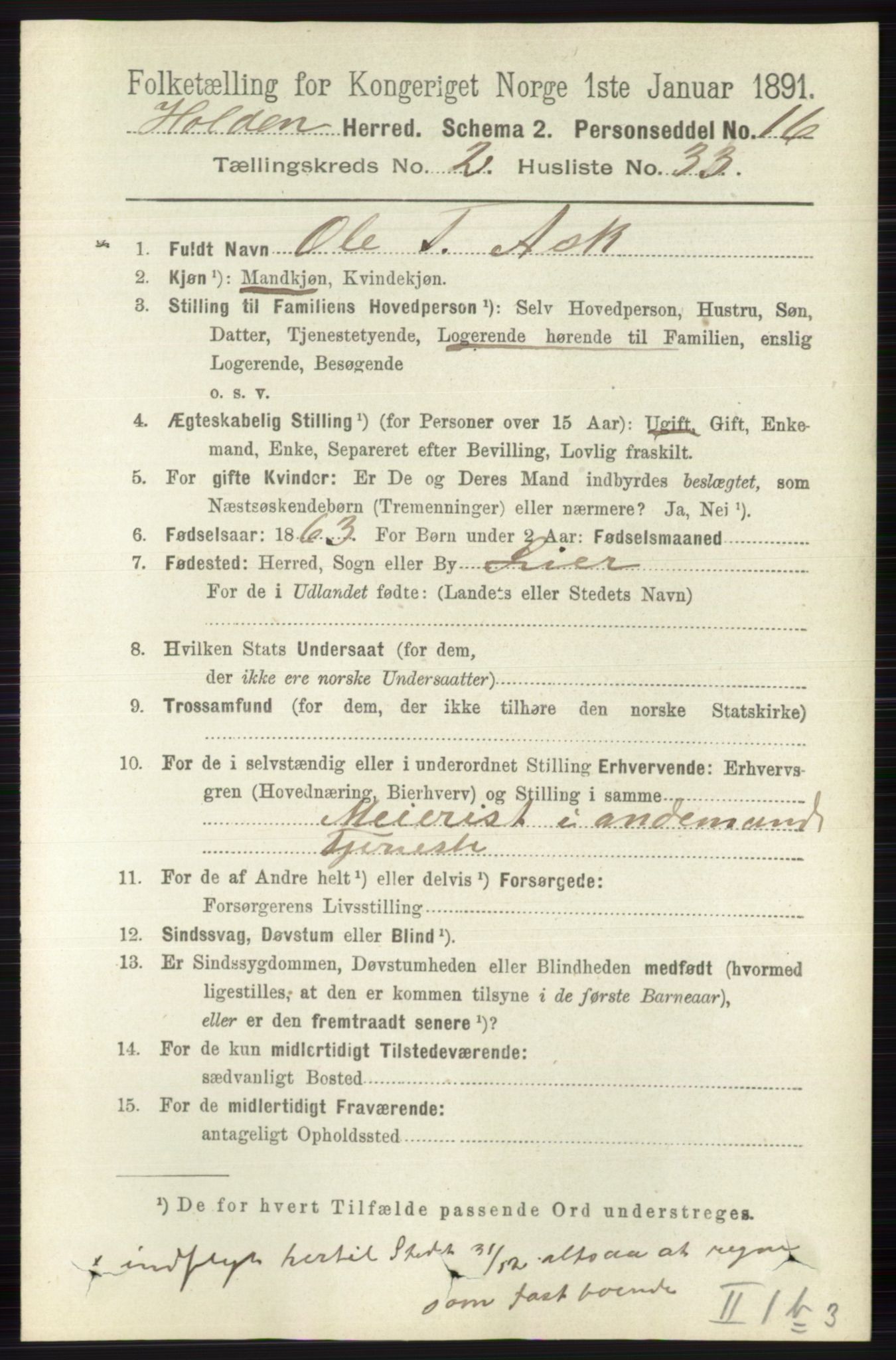 RA, 1891 census for 0819 Holla, 1891, p. 986