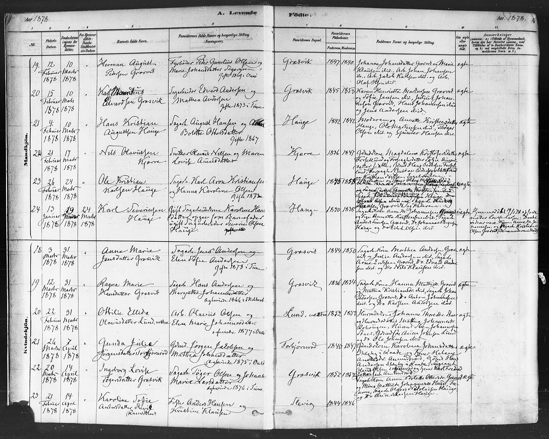 Onsøy prestekontor Kirkebøker, AV/SAO-A-10914/F/Fa/L0005: Parish register (official) no. I 5, 1878-1898, p. 4