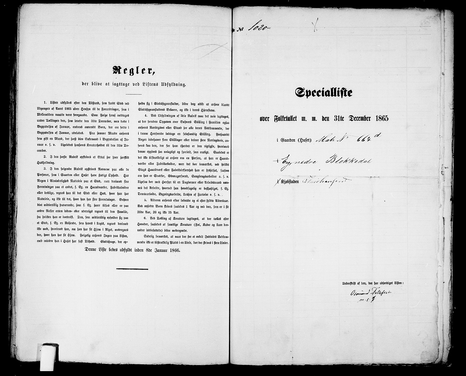 RA, 1865 census for Kristiansand, 1865, p. 2071