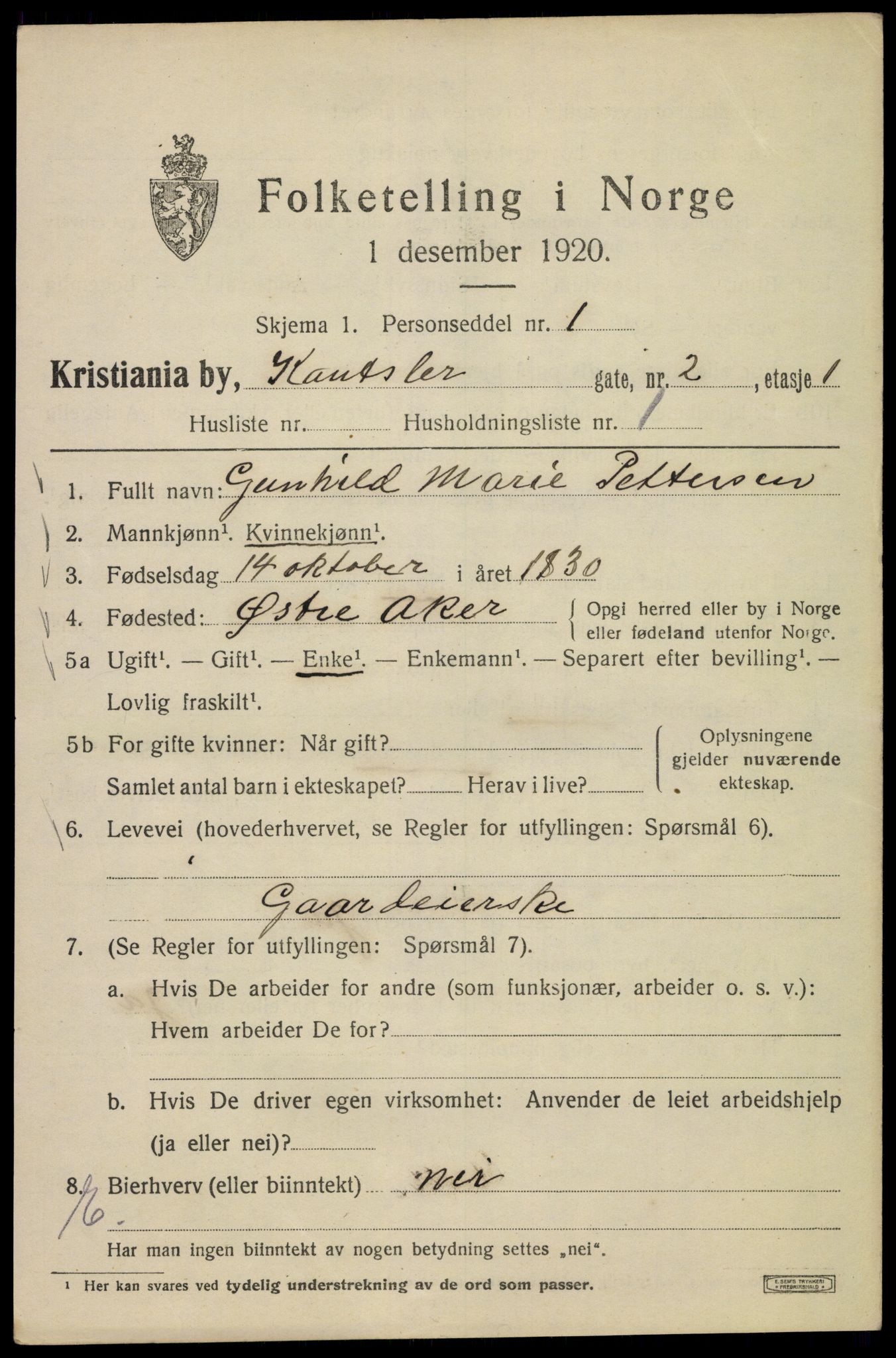 SAO, 1920 census for Kristiania, 1920, p. 326717