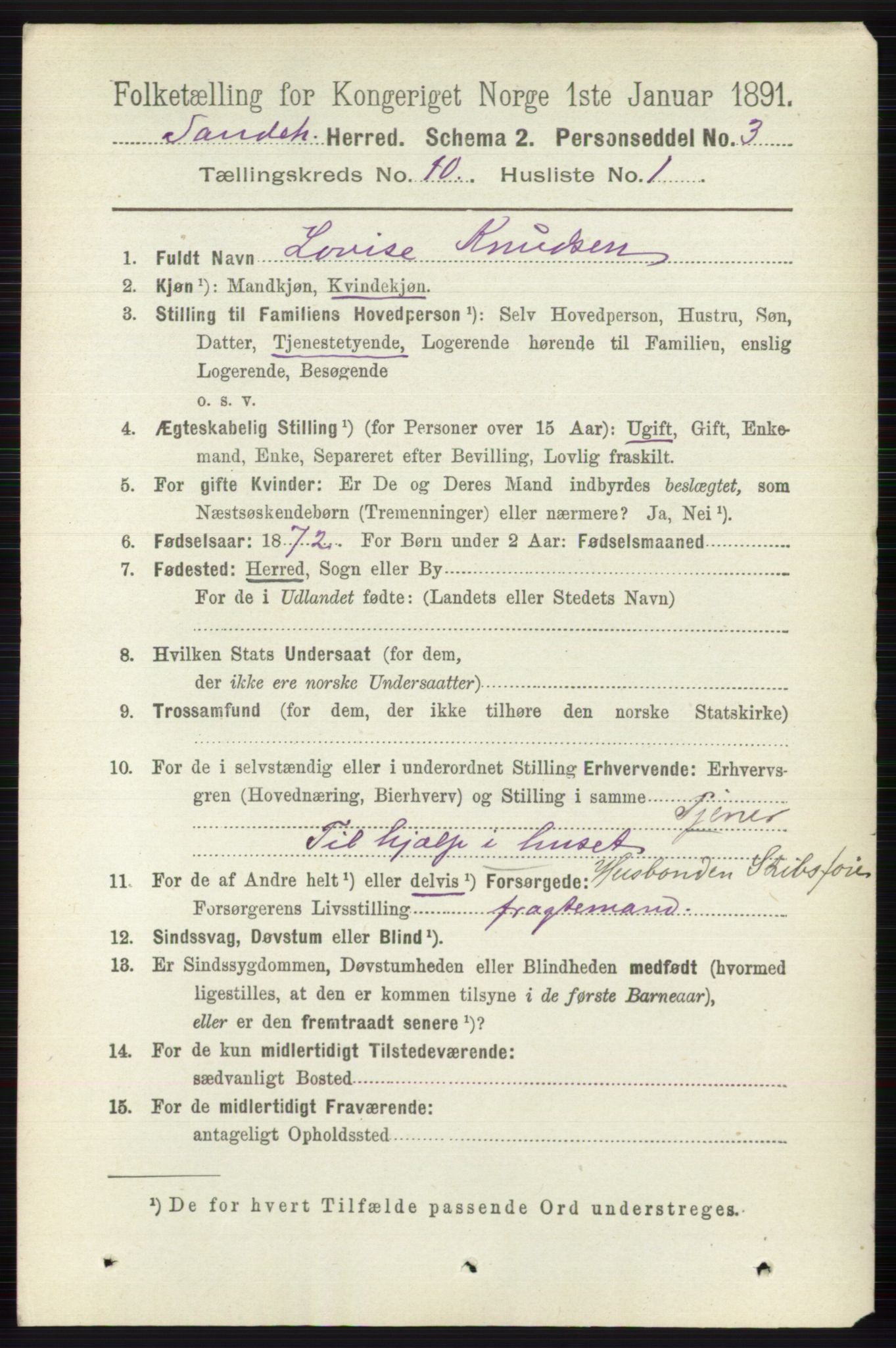 RA, 1891 census for 0724 Sandeherred, 1891, p. 6201