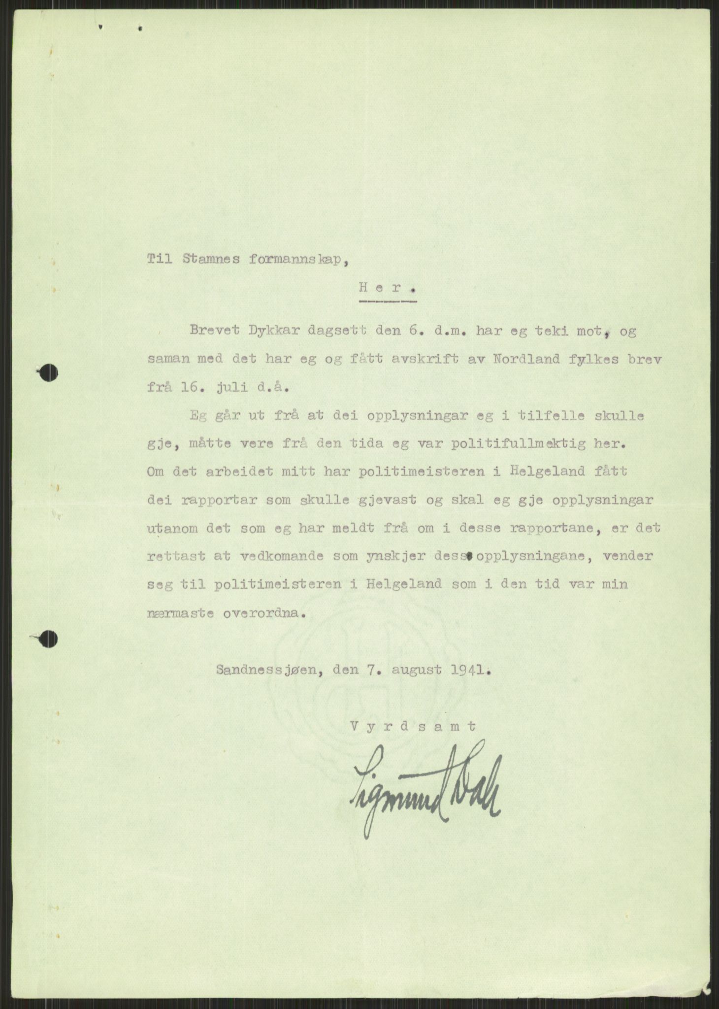 Forsvaret, Forsvarets krigshistoriske avdeling, AV/RA-RAFA-2017/Y/Ya/L0017: II-C-11-31 - Fylkesmenn.  Rapporter om krigsbegivenhetene 1940., 1940, p. 306