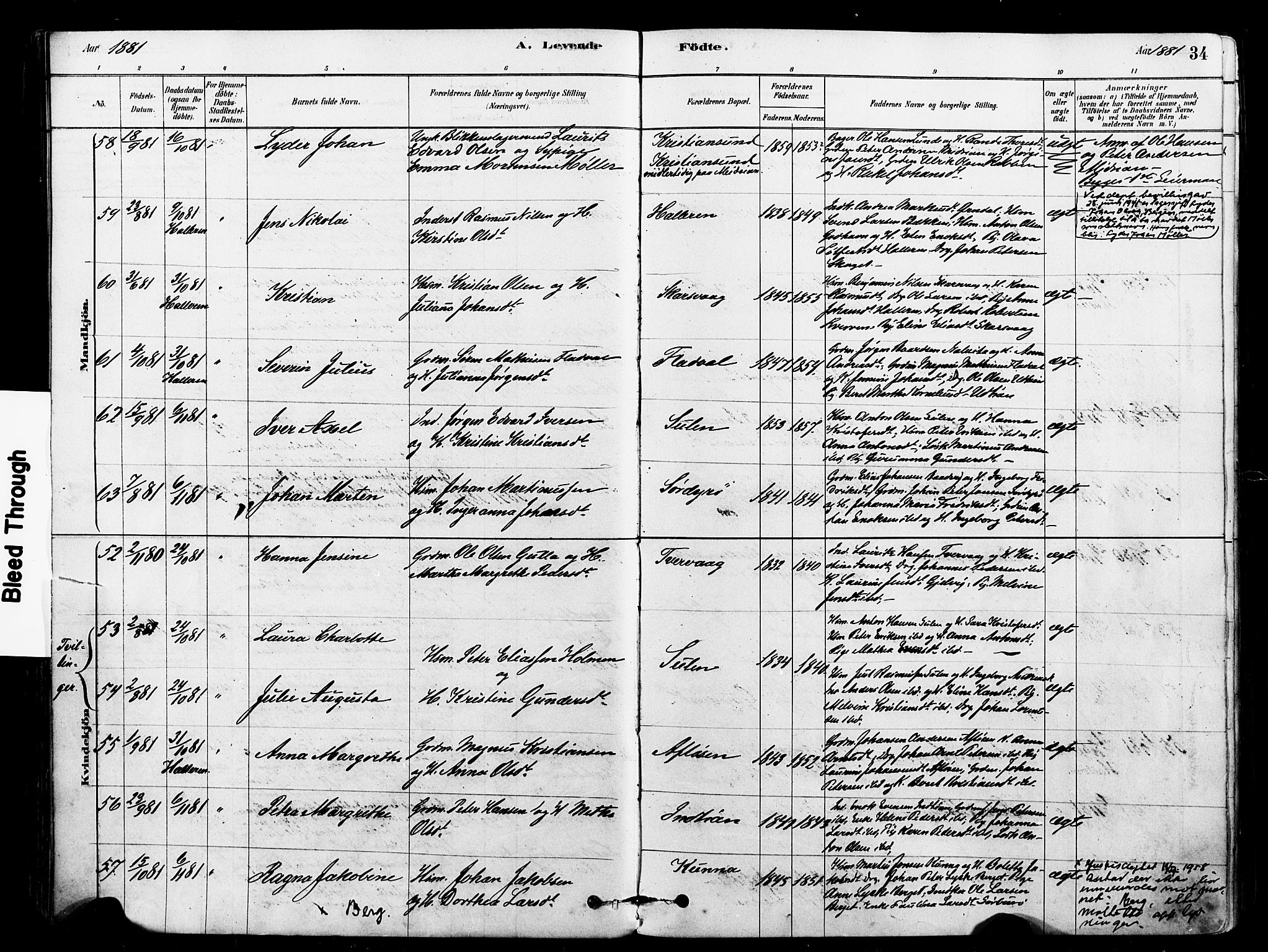 Ministerialprotokoller, klokkerbøker og fødselsregistre - Sør-Trøndelag, AV/SAT-A-1456/640/L0578: Parish register (official) no. 640A03, 1879-1889, p. 34