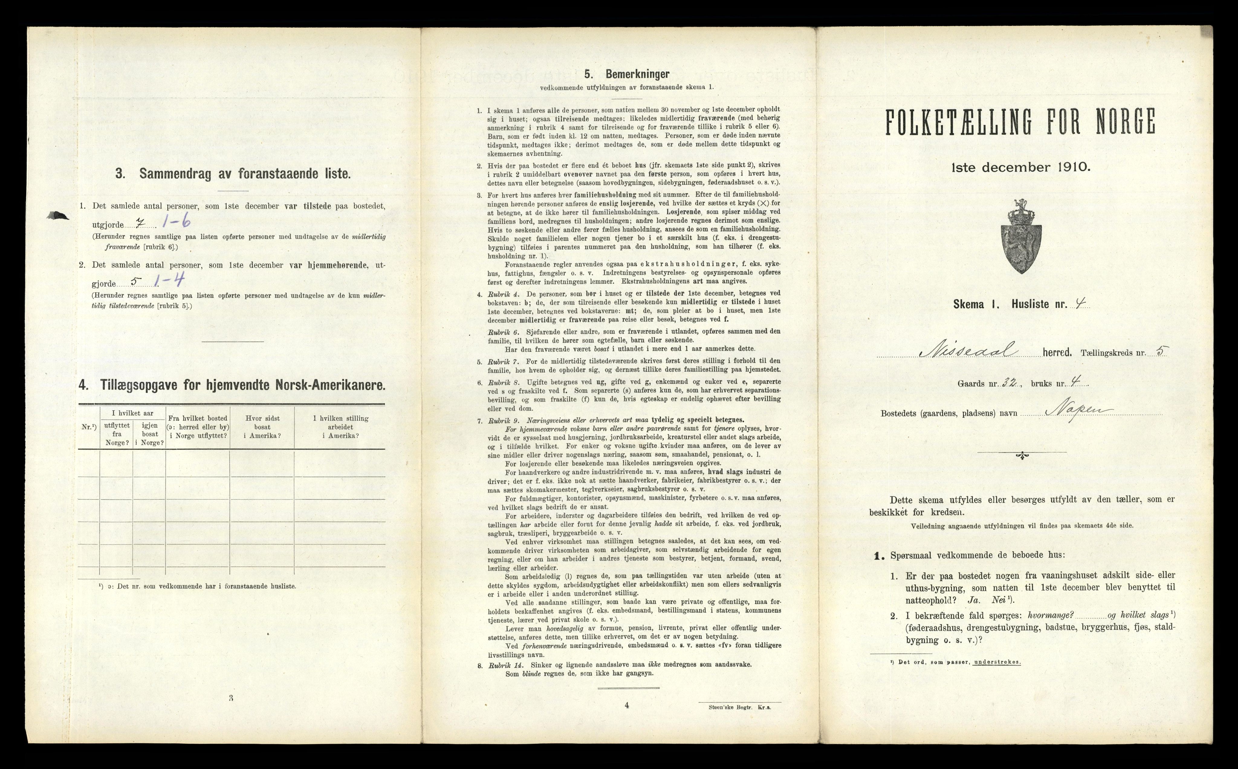 RA, 1910 census for Nissedal, 1910, p. 350