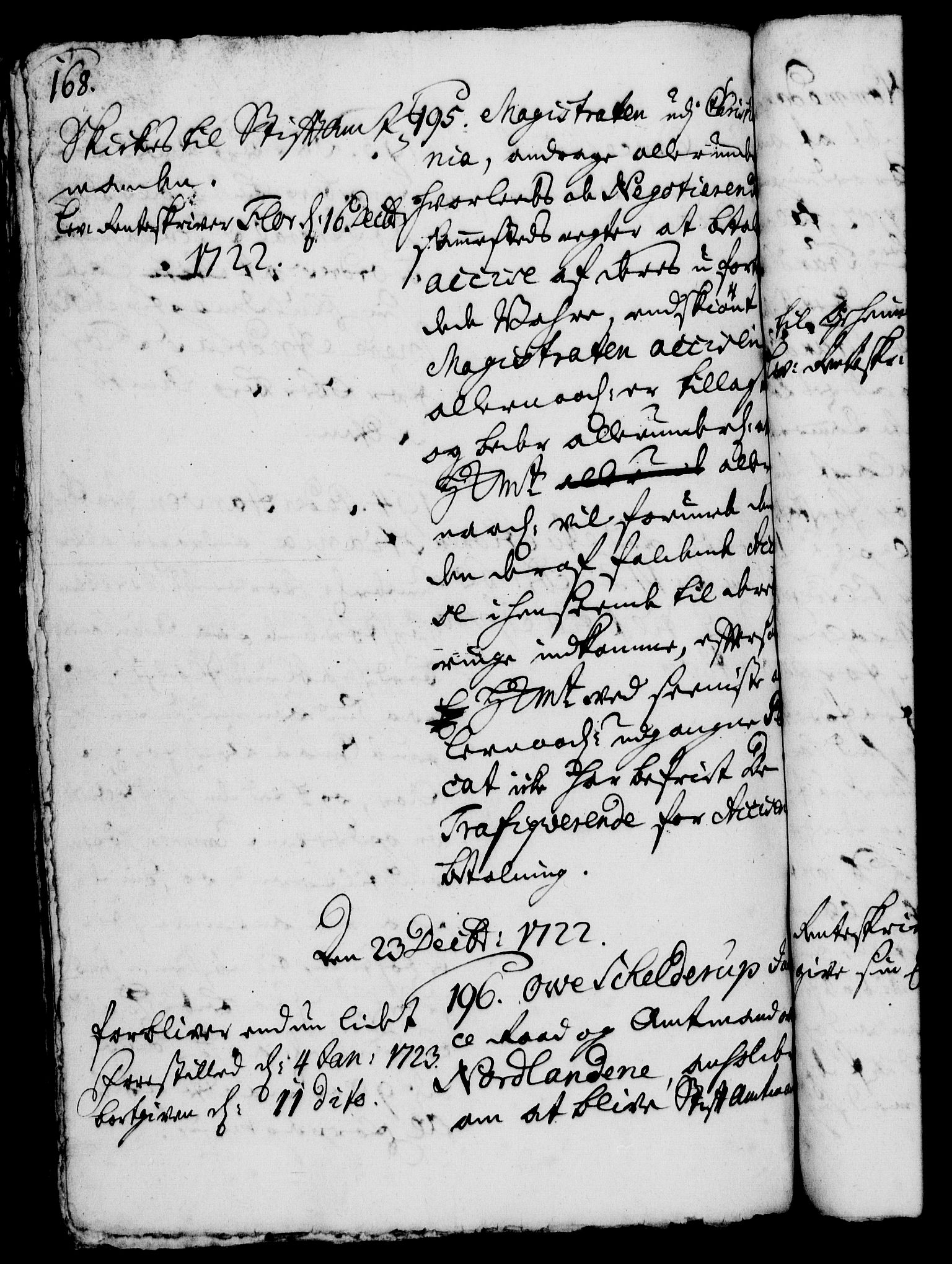 Rentekammeret, Kammerkanselliet, AV/RA-EA-3111/G/Gh/Gha/L0005: Norsk ekstraktmemorialprotokoll (merket RK 53.50), 1721-1723, p. 168