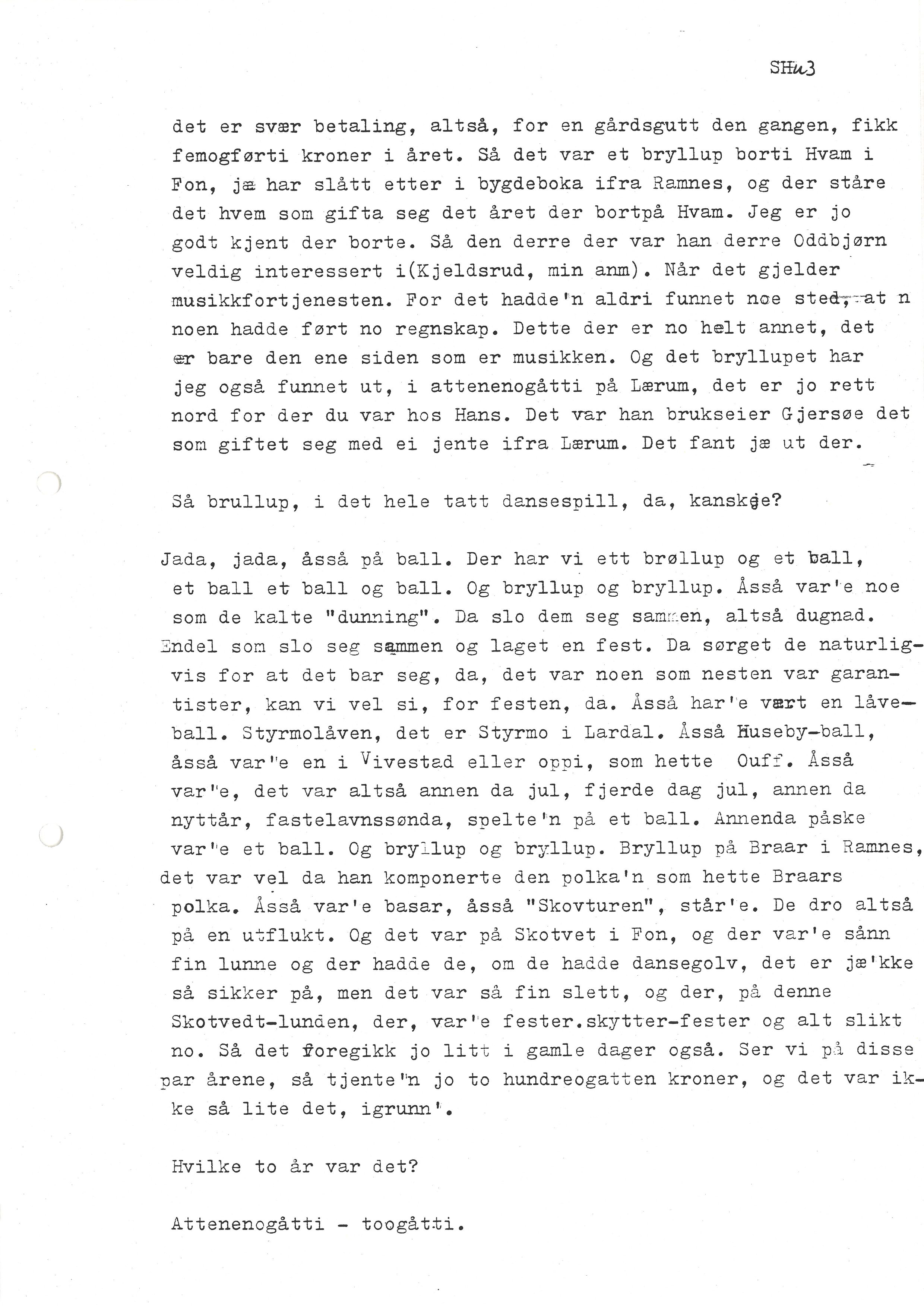 Sa 16 - Folkemusikk fra Vestfold, Gjerdesamlingen, VEMU/A-1868/I/L0001: Informantregister med intervjunedtegnelser, 1979-1986