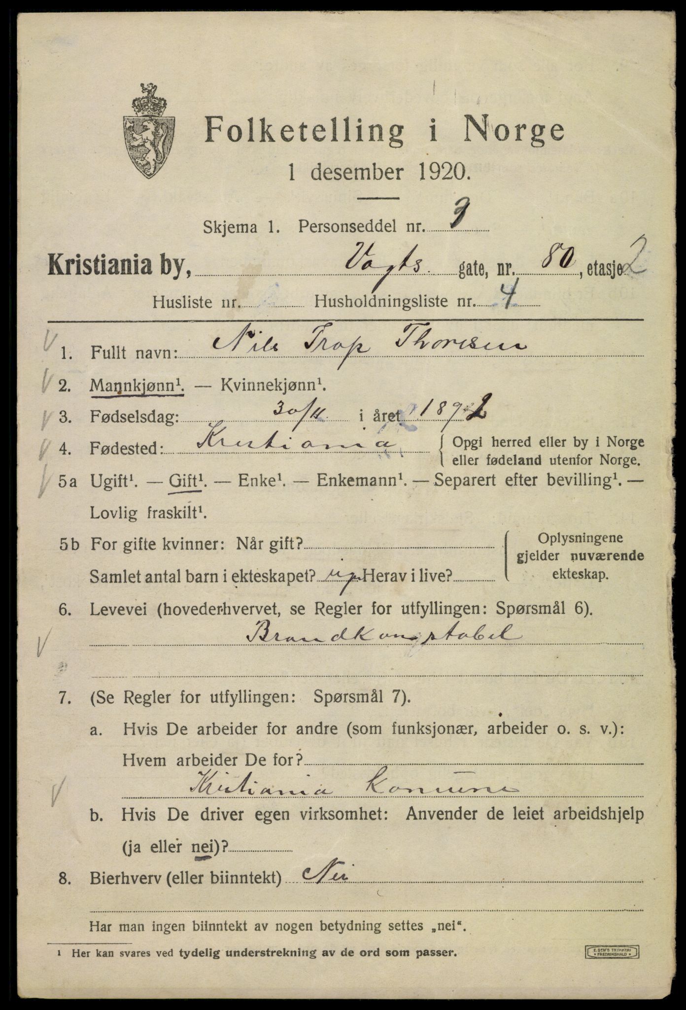 SAO, 1920 census for Kristiania, 1920, p. 643675