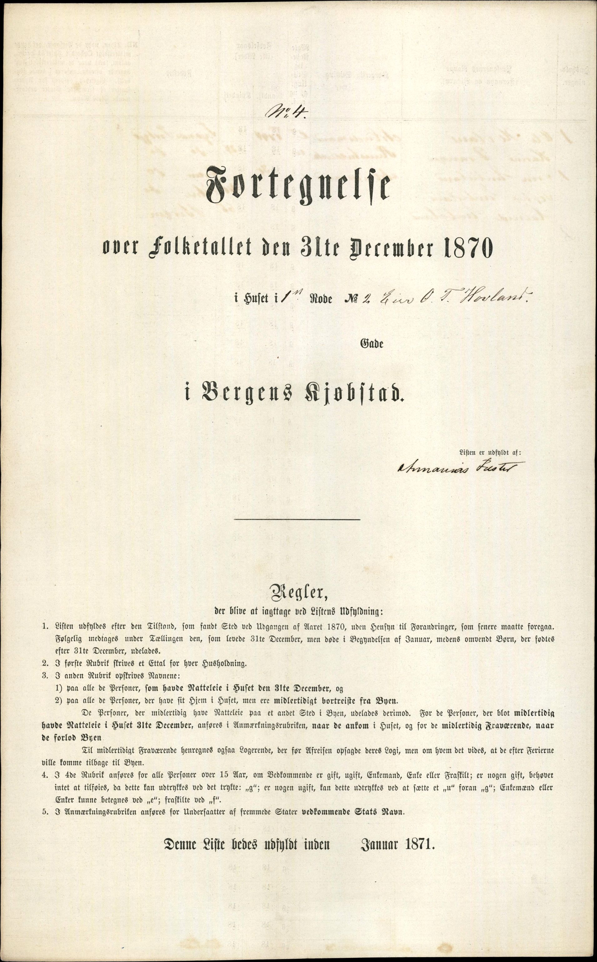 RA, 1870 census for 1301 Bergen, 1870