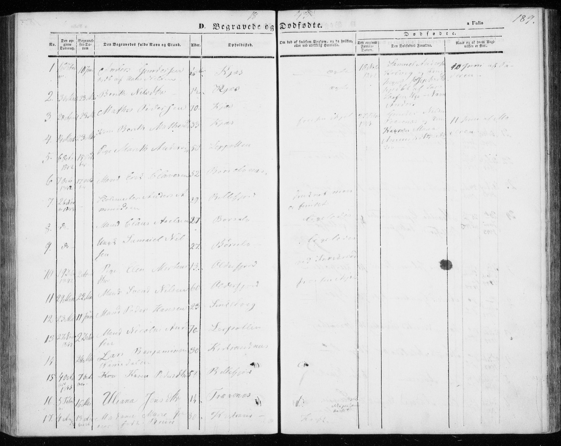 Kistrand/Porsanger sokneprestembete, SATØ/S-1351/H/Ha/L0004.kirke: Parish register (official) no. 4, 1843-1860, p. 189