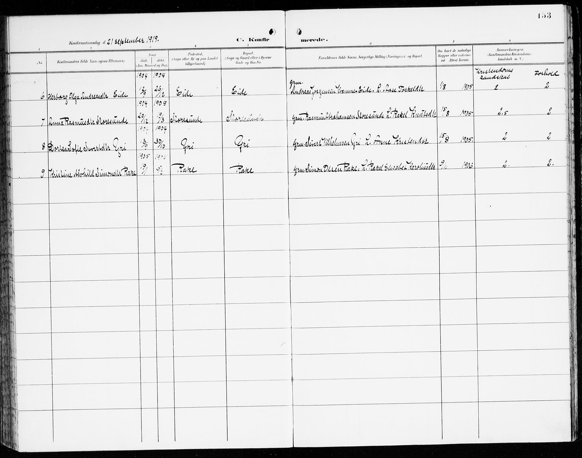 Innvik sokneprestembete, AV/SAB-A-80501: Parish register (official) no. C 2, 1900-1920, p. 153