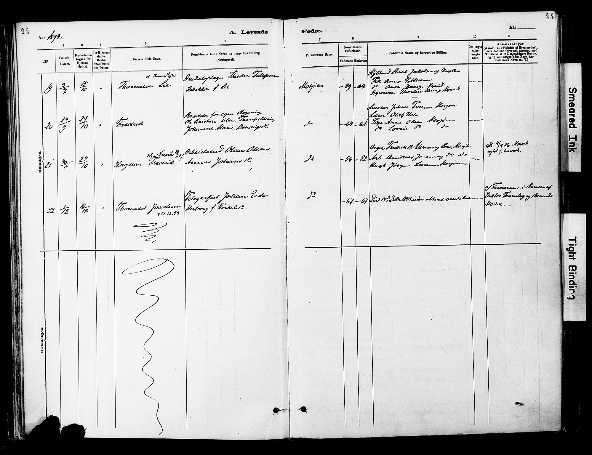 Ministerialprotokoller, klokkerbøker og fødselsregistre - Nordland, SAT/A-1459/820/L0296: Parish register (official) no. 820A17, 1880-1903, p. 44