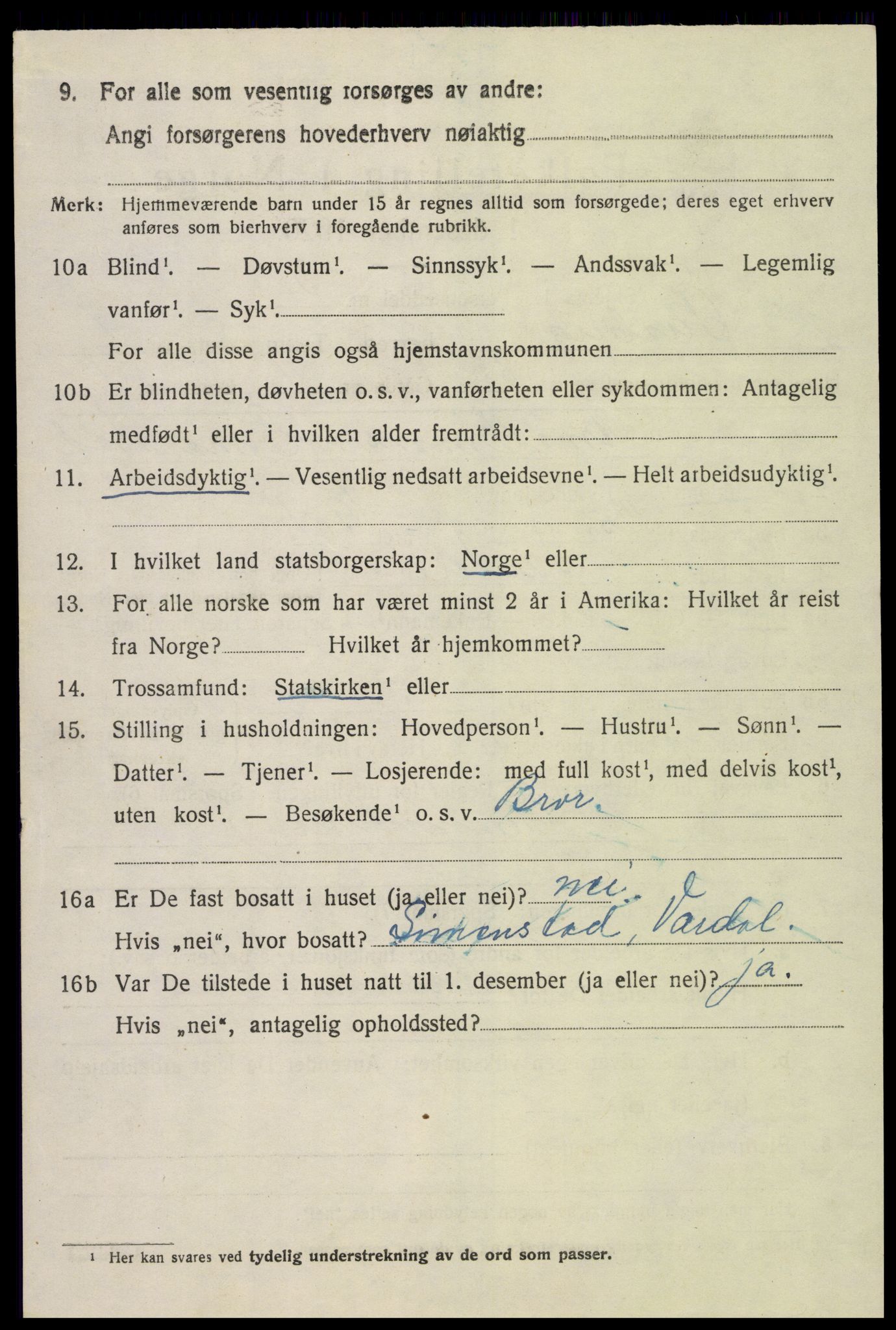 SAH, 1920 census for Fåberg, 1920, p. 3229