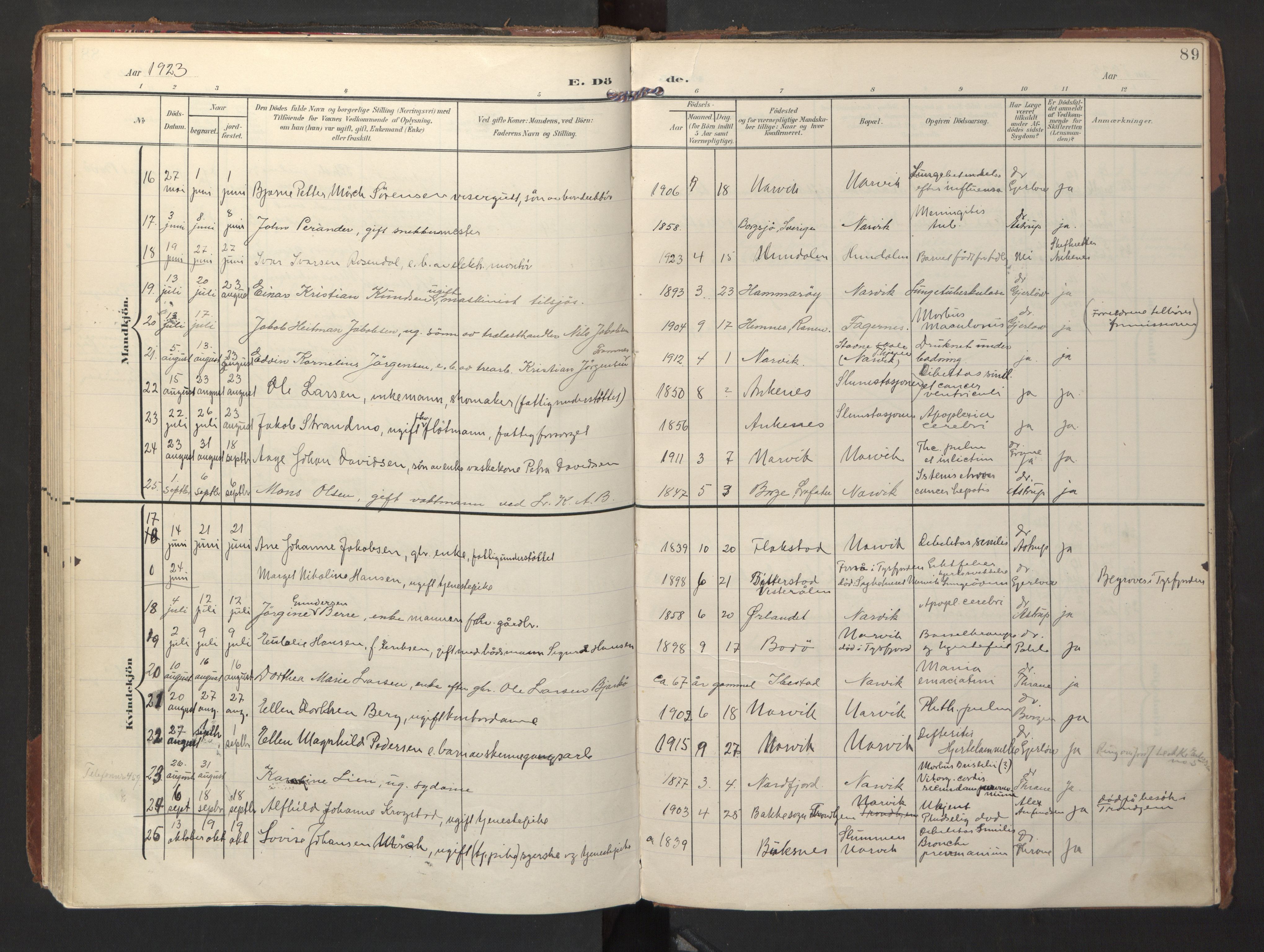 Ministerialprotokoller, klokkerbøker og fødselsregistre - Nordland, SAT/A-1459/871/L1000: Parish register (official) no. 871A16, 1902-1925, p. 89