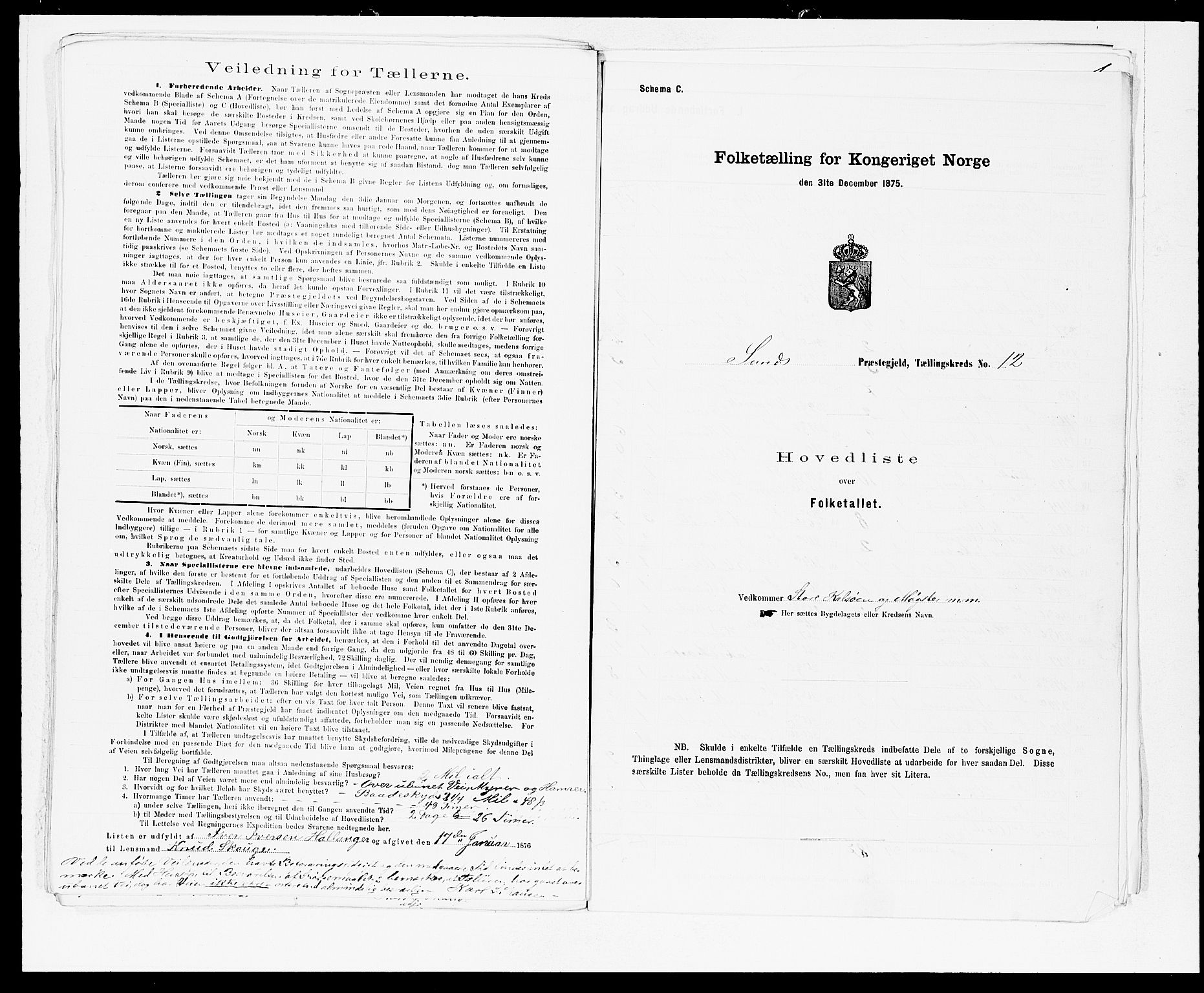 SAB, 1875 census for 1245P Sund, 1875, p. 24