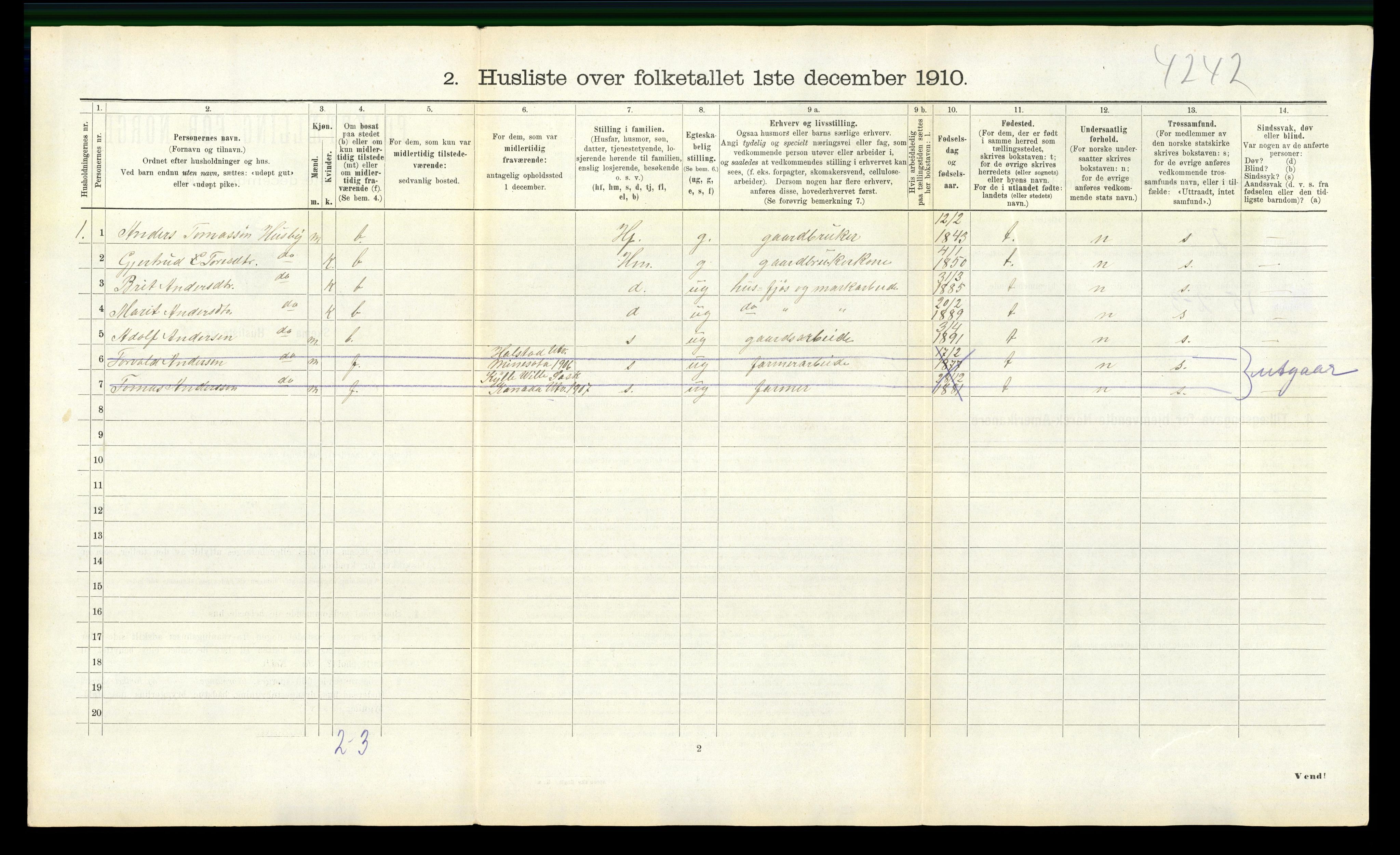 RA, 1910 census for Eresfjord og Vistdal, 1910, p. 344