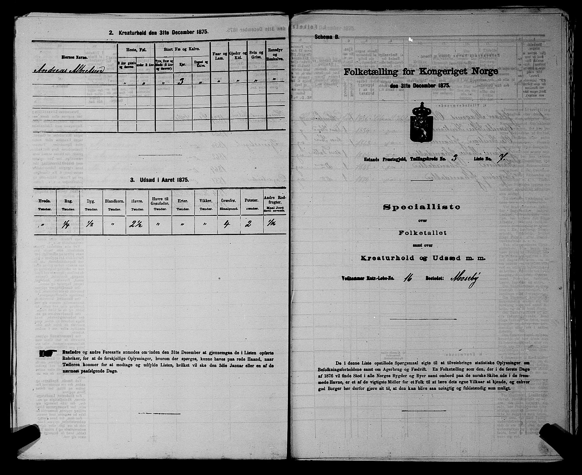 RA, 1875 census for 0221P Høland, 1875, p. 439