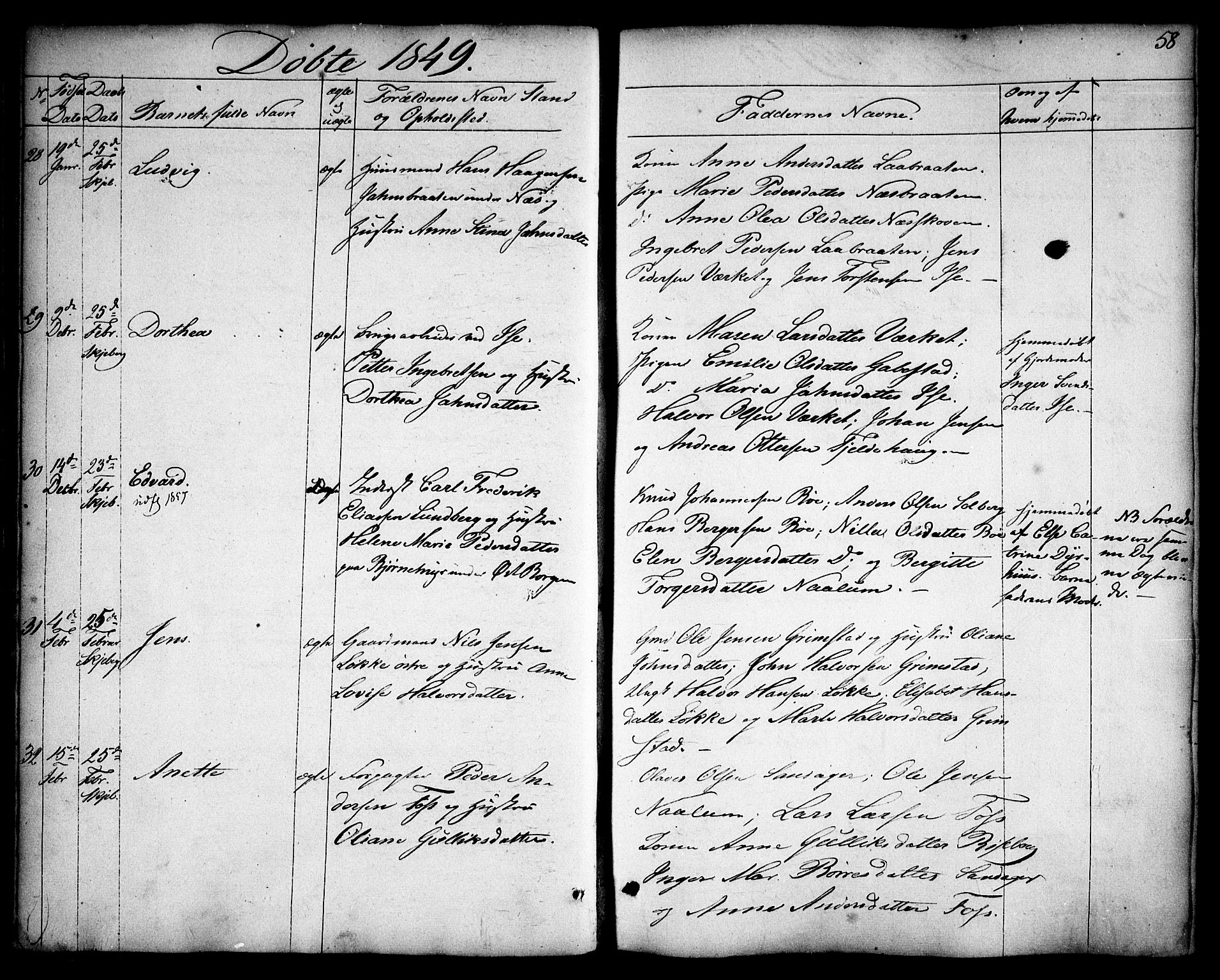 Skjeberg prestekontor Kirkebøker, SAO/A-10923/F/Fa/L0006: Parish register (official) no. I 6, 1846-1858, p. 58