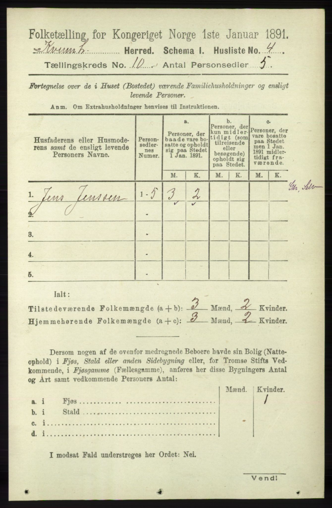 RA, 1891 census for 1224 Kvinnherad, 1891, p. 3524