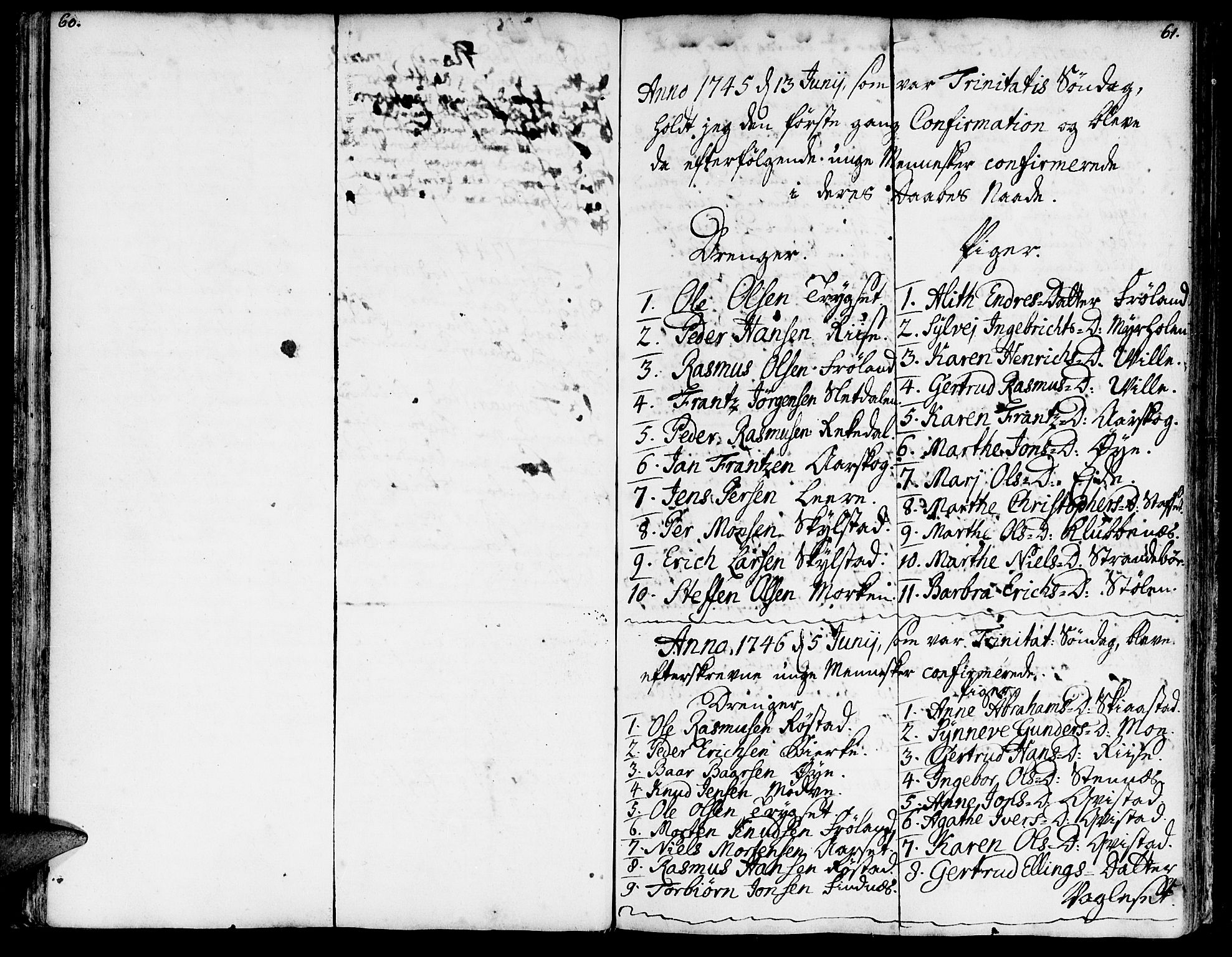 Ministerialprotokoller, klokkerbøker og fødselsregistre - Møre og Romsdal, SAT/A-1454/515/L0205: Parish register (official) no. 515A01, 1733-1764, p. 60-61