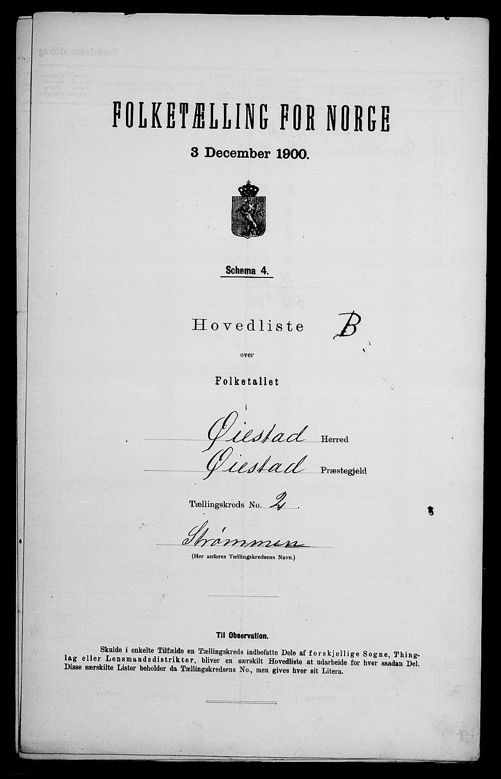 SAK, 1900 census for Øyestad, 1900, p. 21