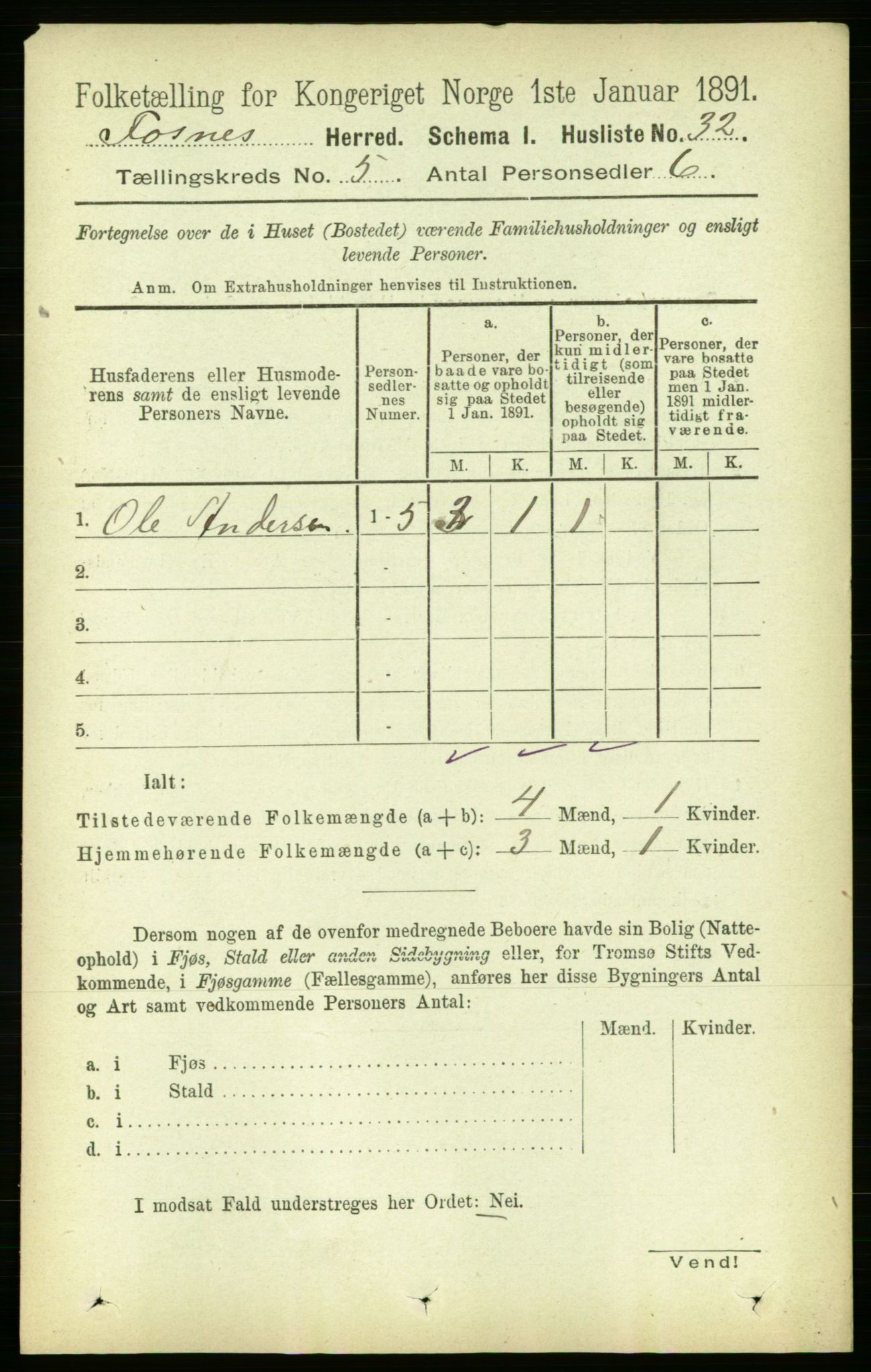 RA, 1891 census for 1748 Fosnes, 1891, p. 1924