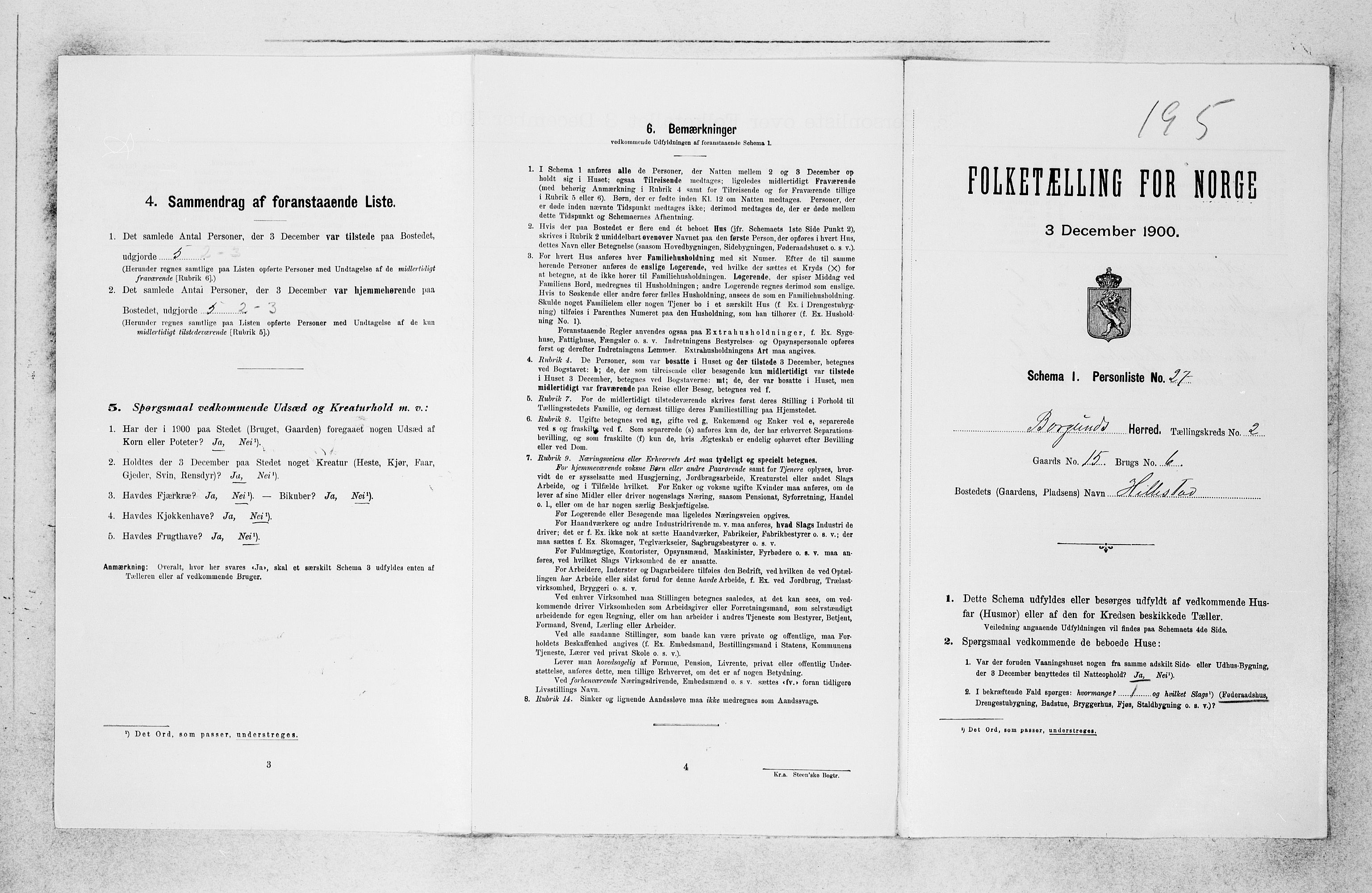 SAB, 1900 census for Borgund, 1900, p. 131