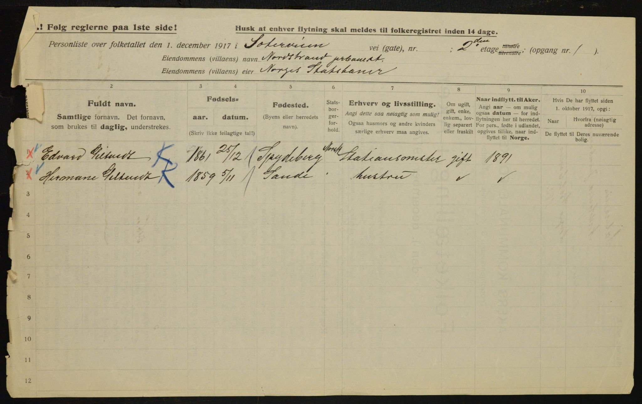 OBA, Municipal Census 1917 for Aker, 1917, p. 18590