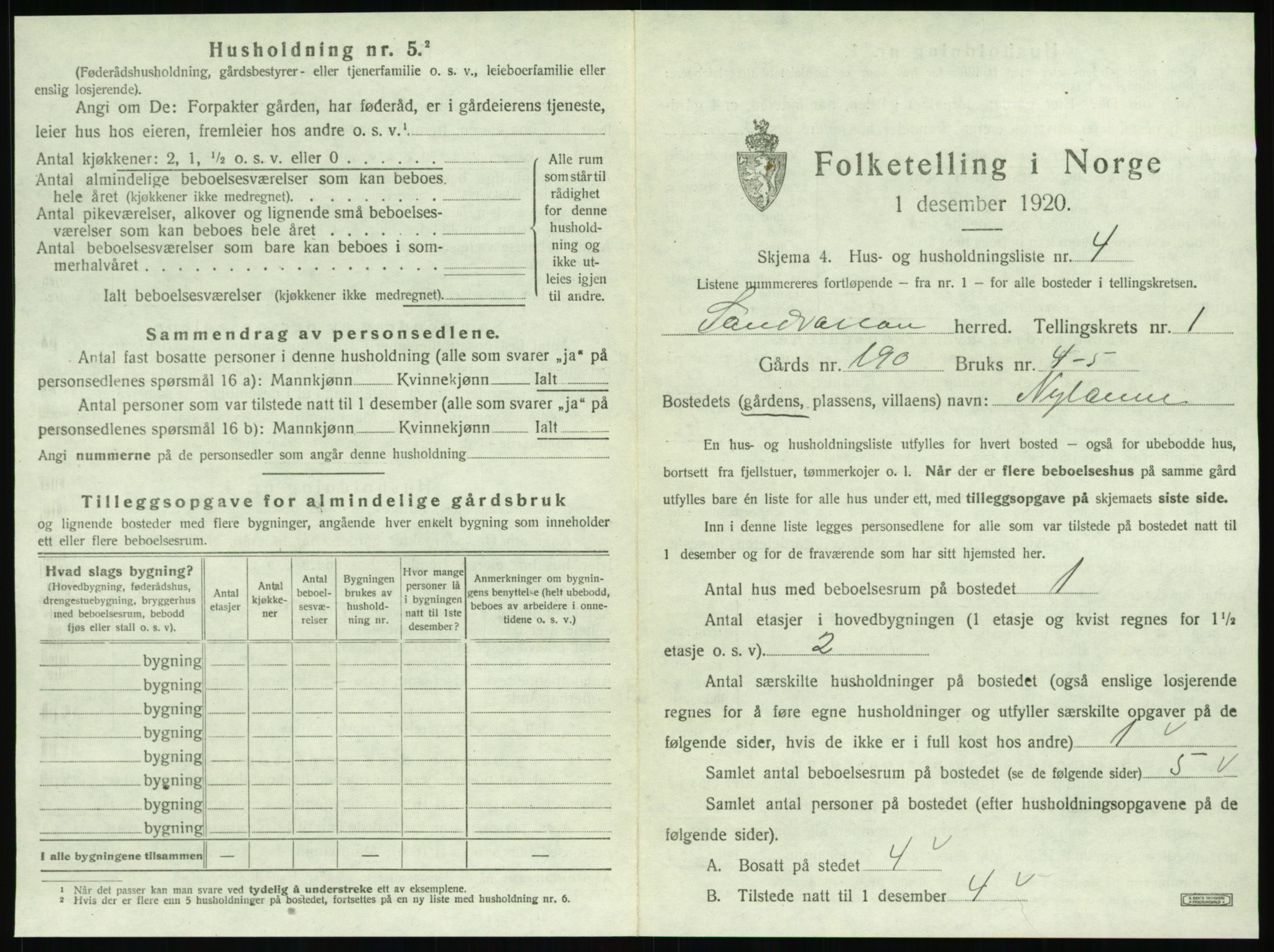 SAT, 1920 census for Sandvollan, 1920, p. 31