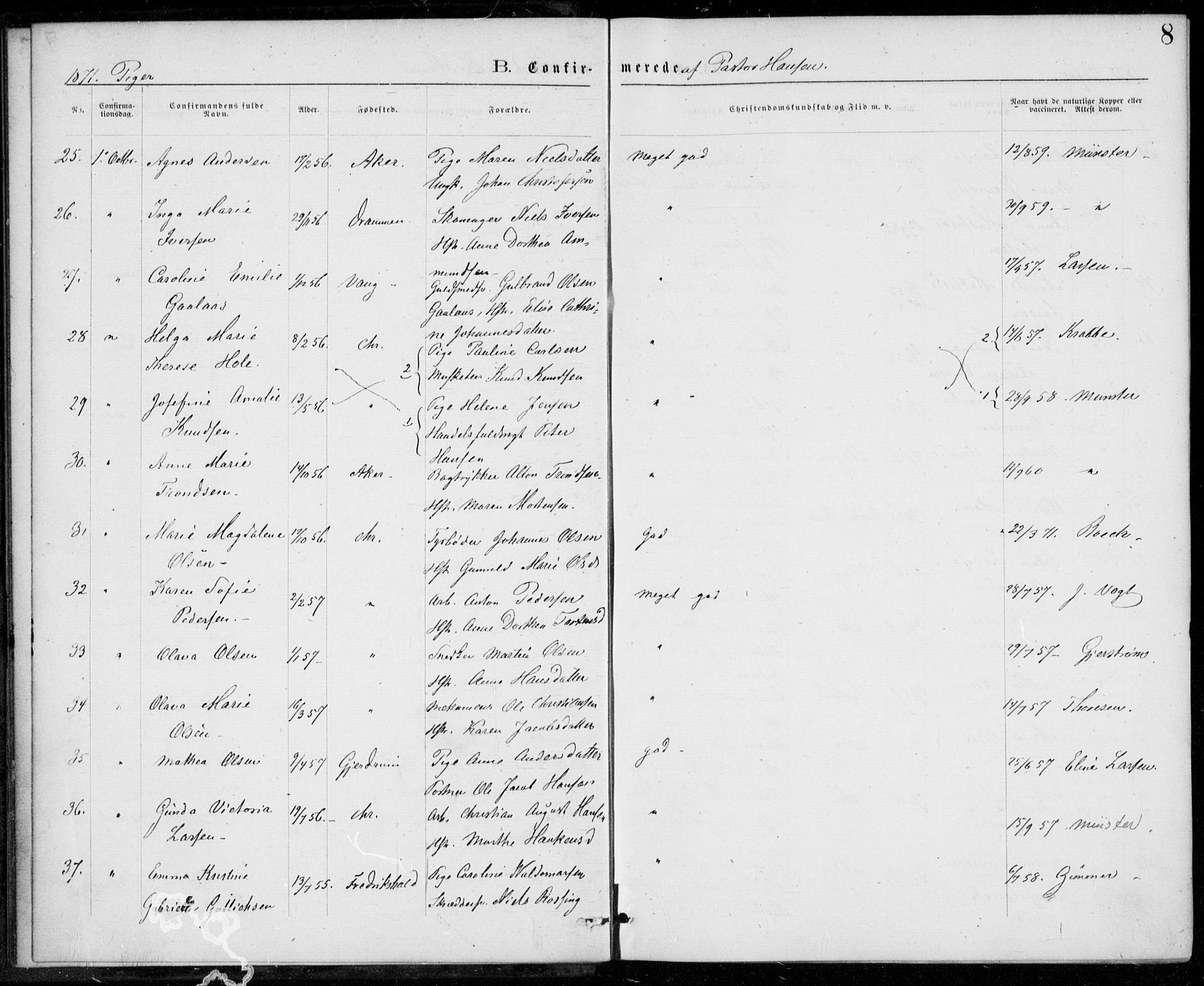 Trefoldighet prestekontor Kirkebøker, AV/SAO-A-10882/F/Fb/L0002: Parish register (official) no. II 2, 1871-1880, p. 8