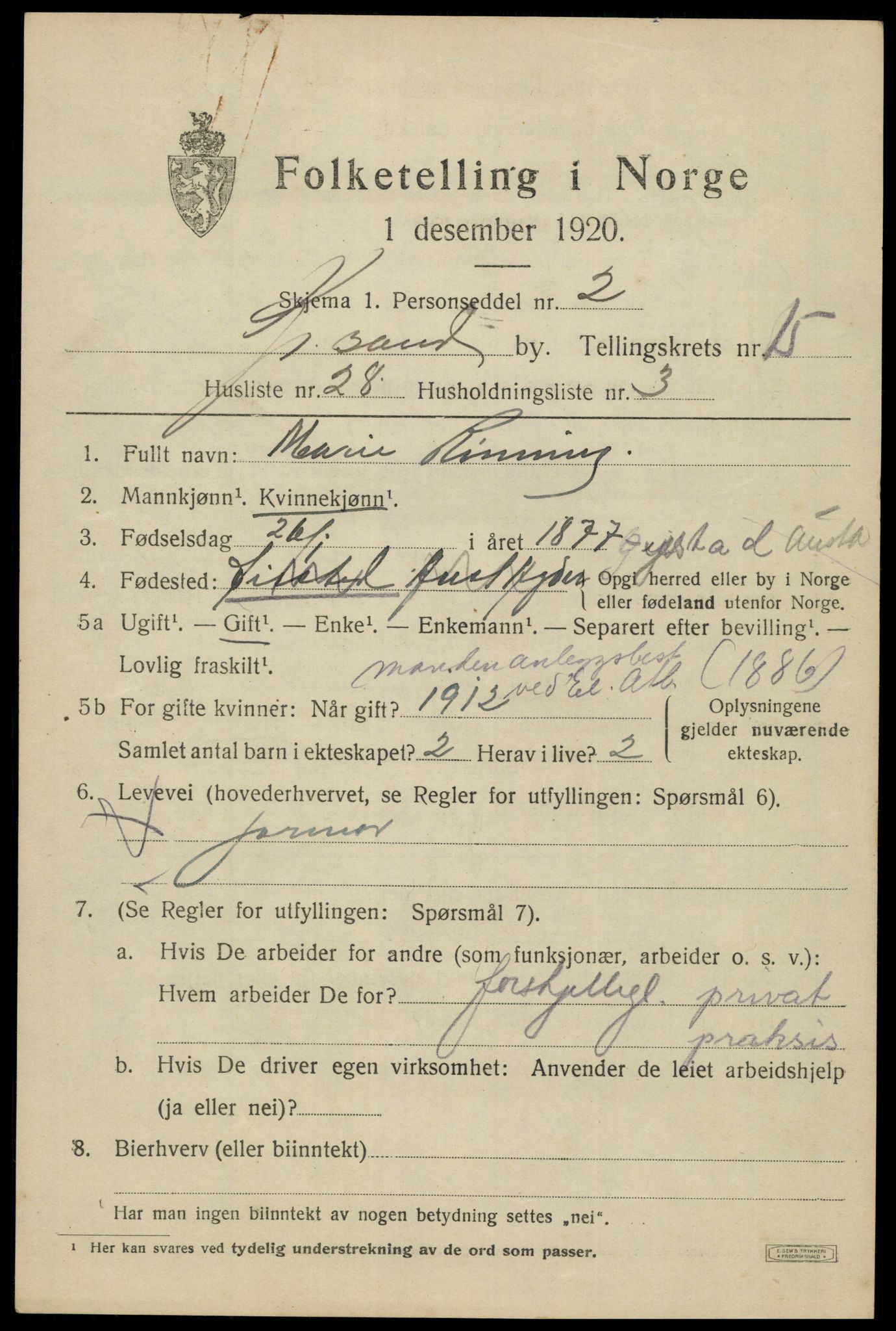 SAK, 1920 census for Kristiansand, 1920, p. 31041