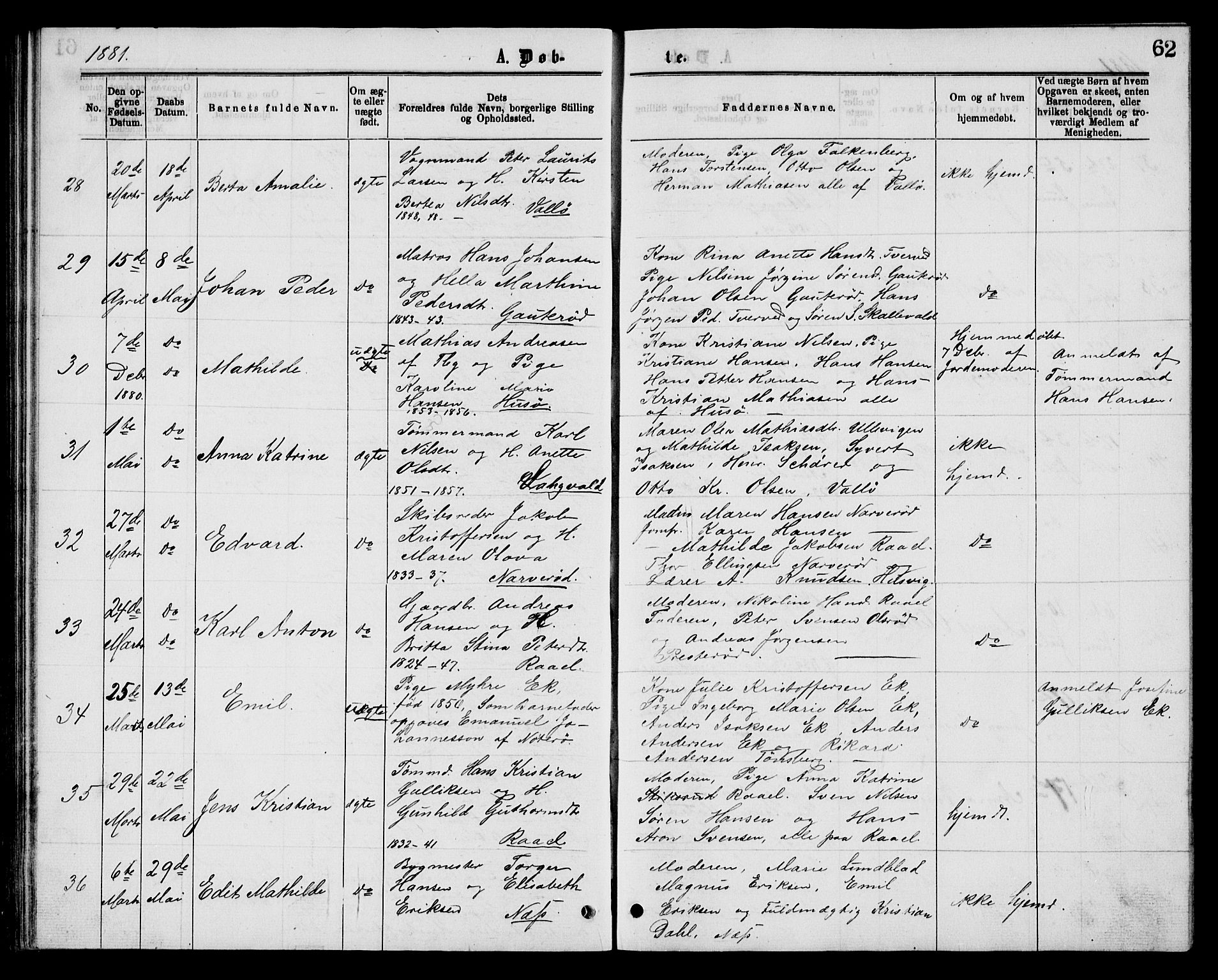 Sem kirkebøker, AV/SAKO-A-5/G/Gb/L0001: Parish register (copy) no. II 1, 1877-1885, p. 62